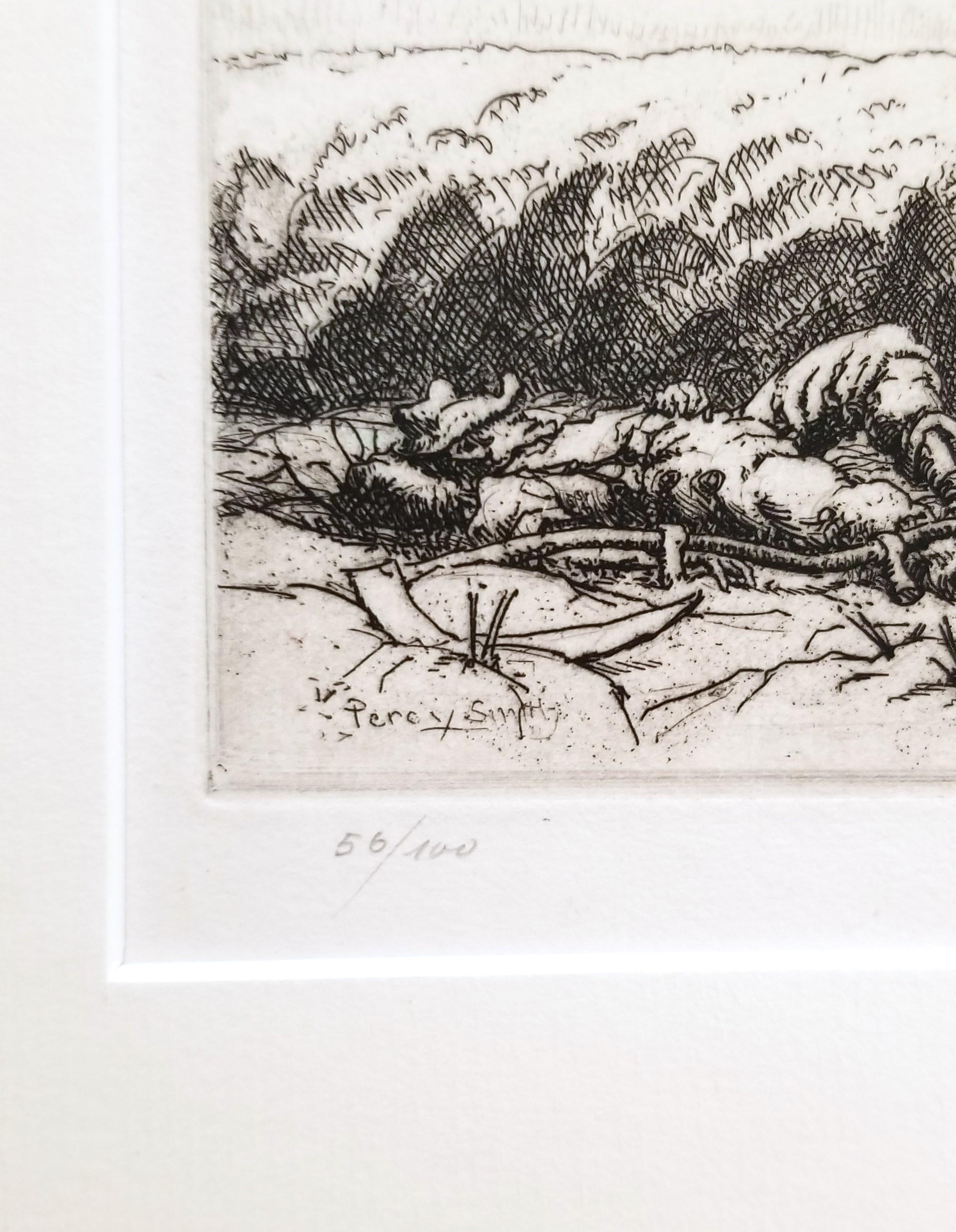 Scythers Descansando /// Percy John Delf Smith Artista de la Primera Guerra Mundial Granja Paisaje Artístico en venta 6