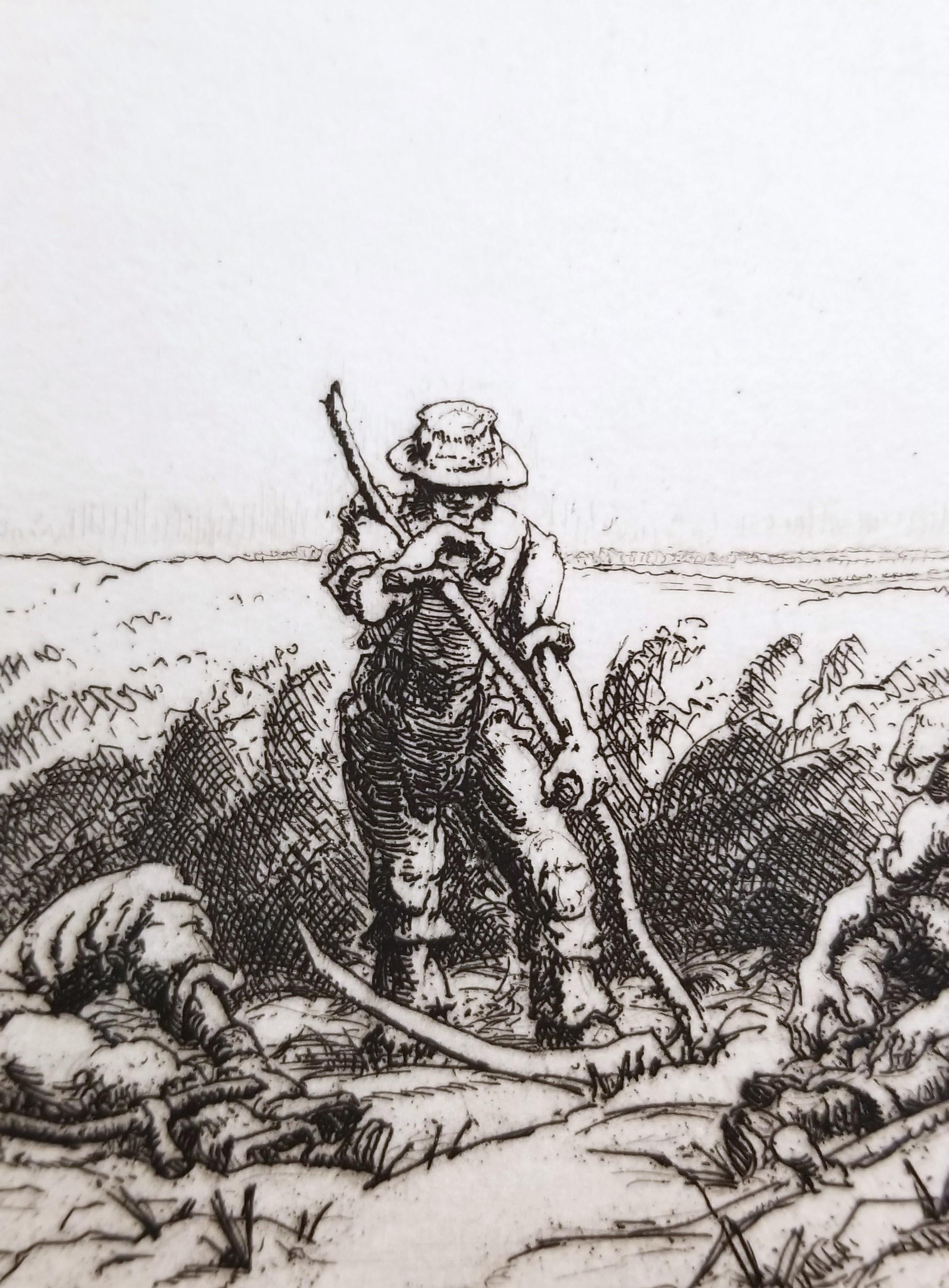 Scythers Descansando /// Percy John Delf Smith Artista de la Primera Guerra Mundial Granja Paisaje Artístico en venta 8