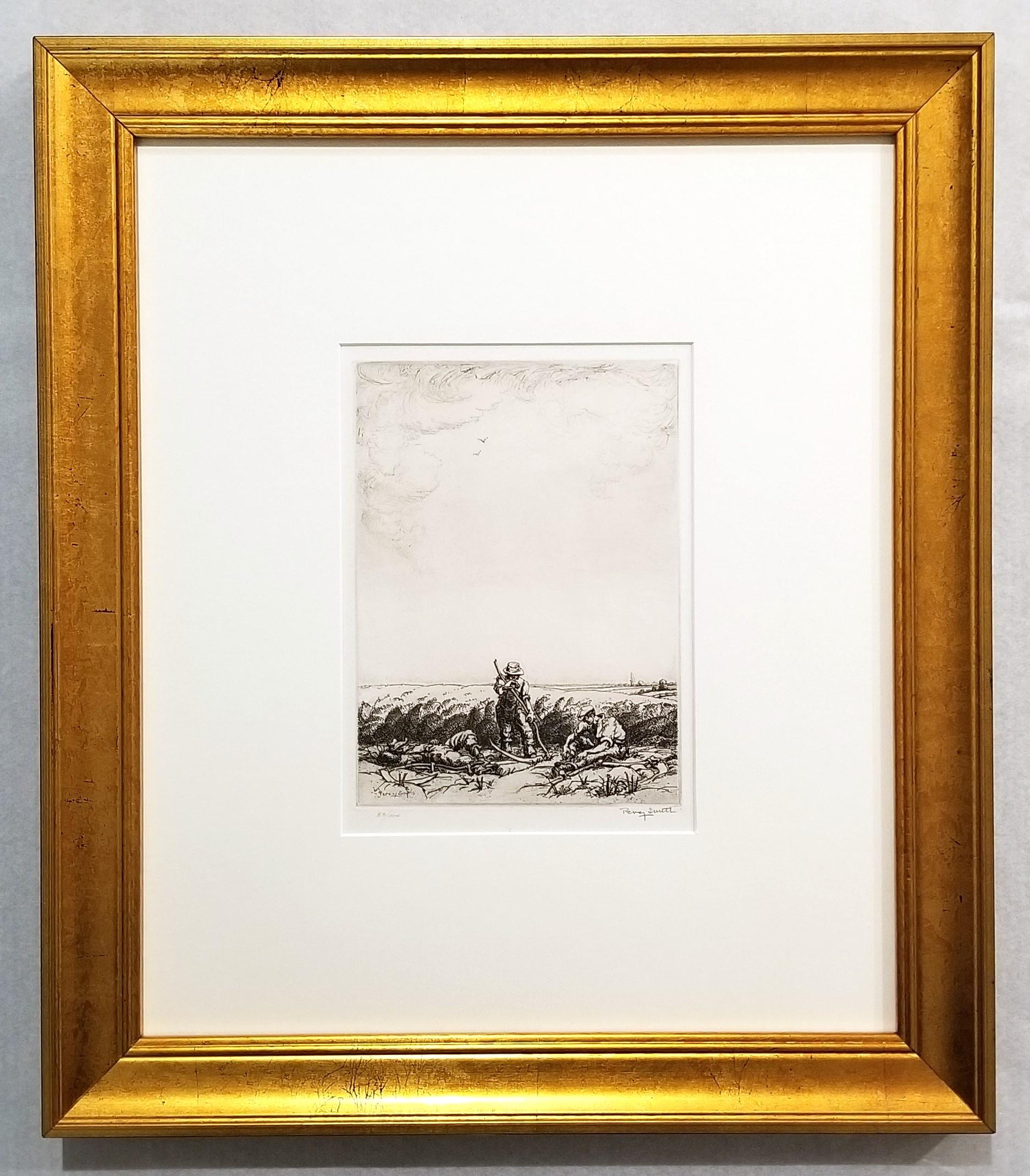 Scythers Descansando /// Percy John Delf Smith Artista de la Primera Guerra Mundial Granja Paisaje Artístico - Print Moderno de Percy John Delf Smith, R.D.I.