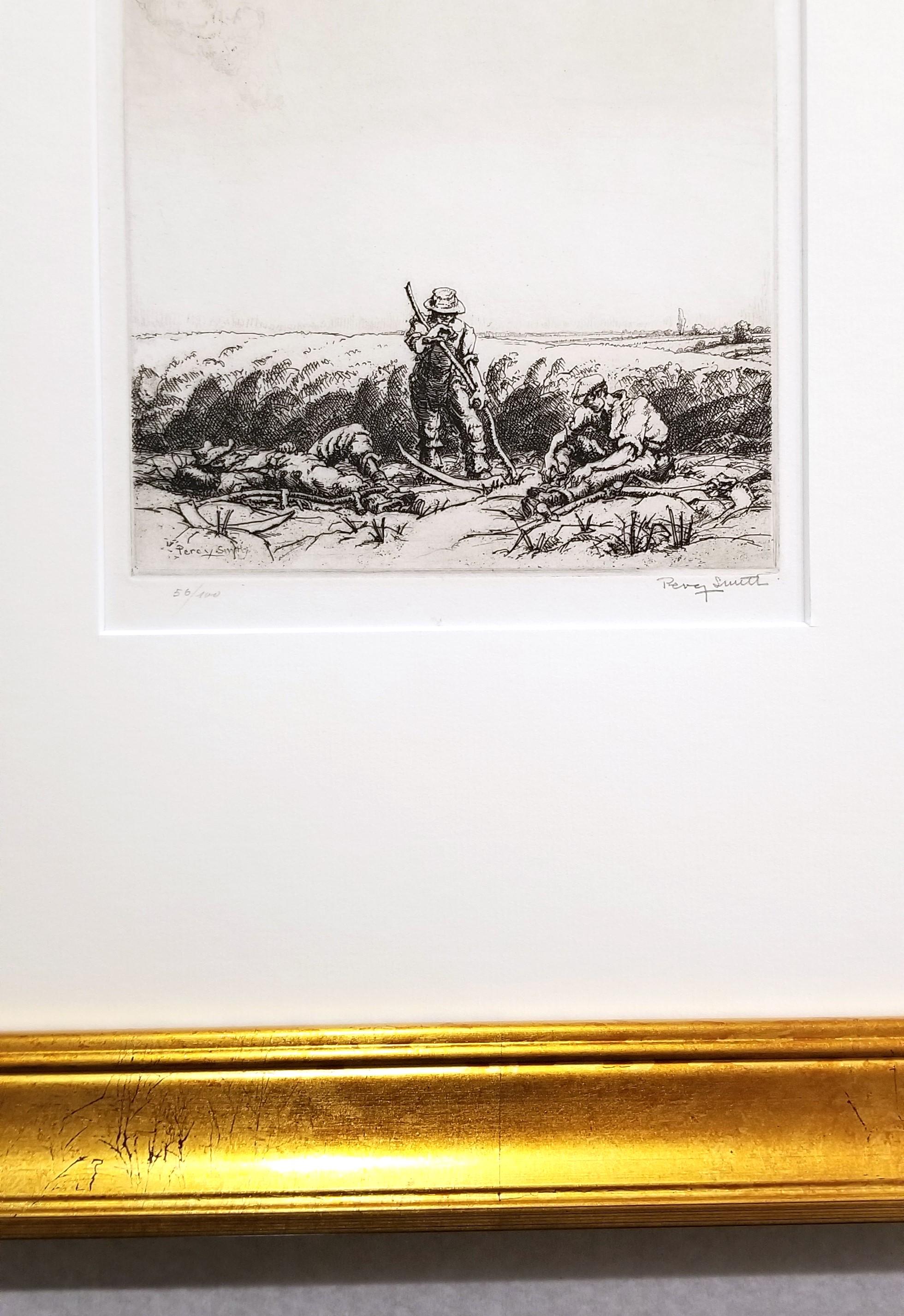 Scythers Descansando /// Percy John Delf Smith Artista de la Primera Guerra Mundial Granja Paisaje Artístico en venta 4