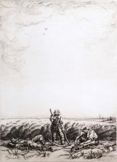 Scythers Descansando /// Percy John Delf Smith Artista de la Primera Guerra Mundial Granja Paisaje Artístico