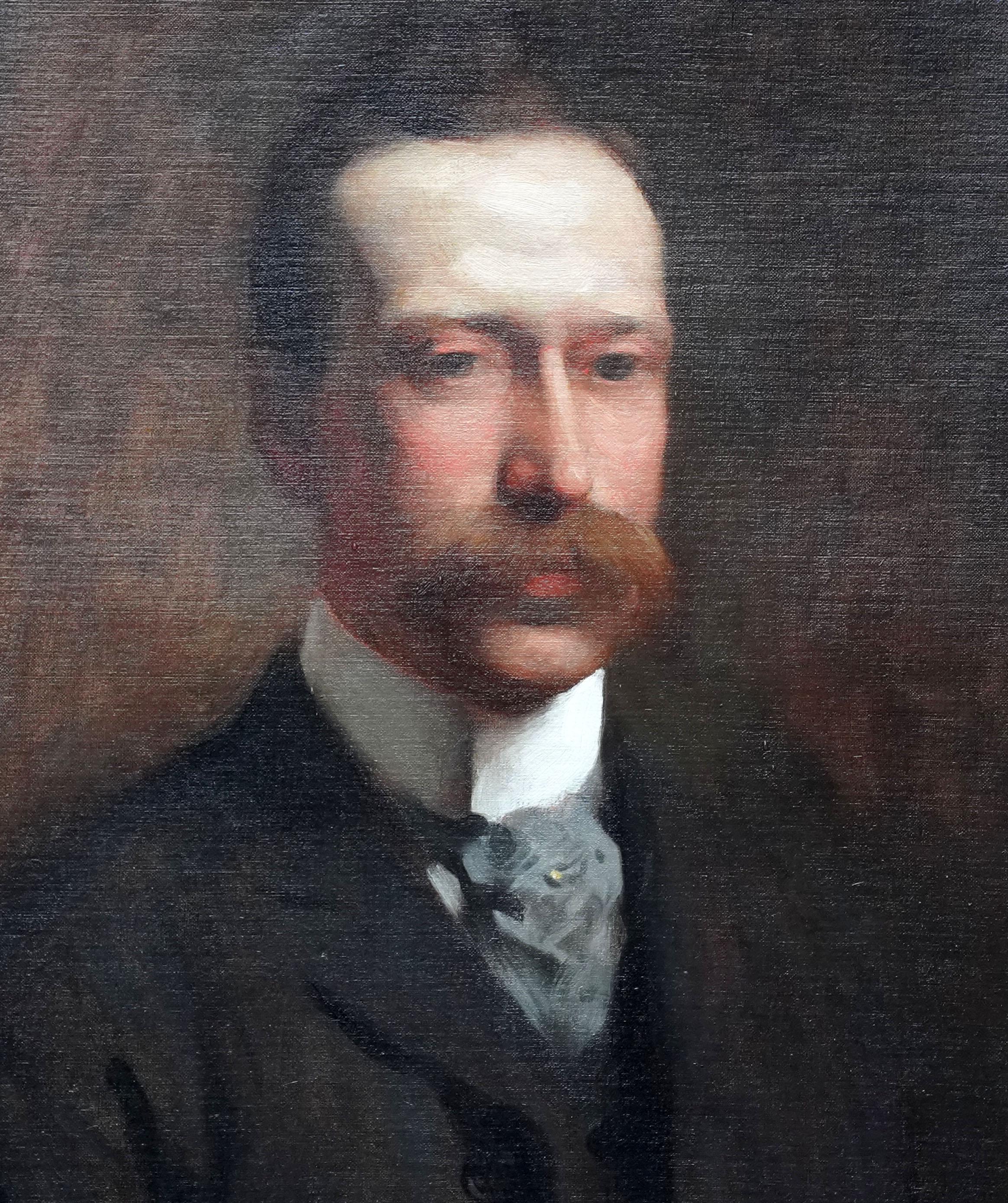Ritratto di gentiluomo - Ritratto maschile ad olio di arte edoardiana britannica - Painting Impressionismo di Percy William Gibbs
