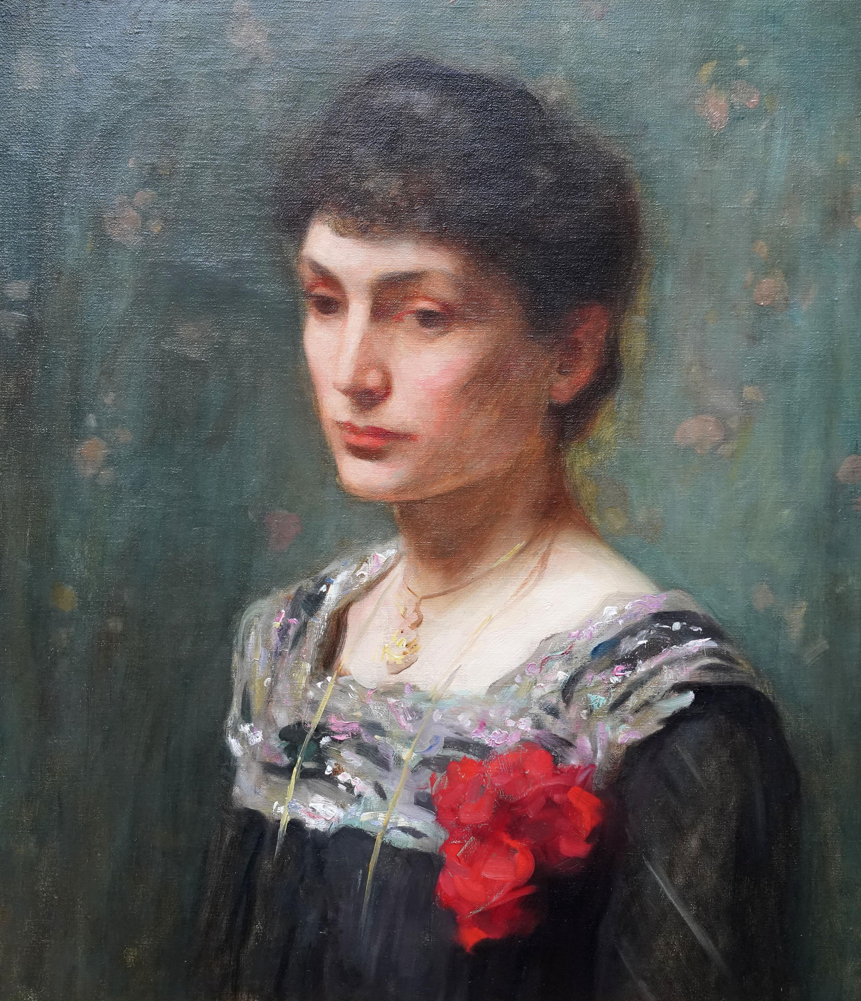 Ritratto di signora - Quadro ad olio di ritratto femminile di arte edoardiana britannica in vendita 4