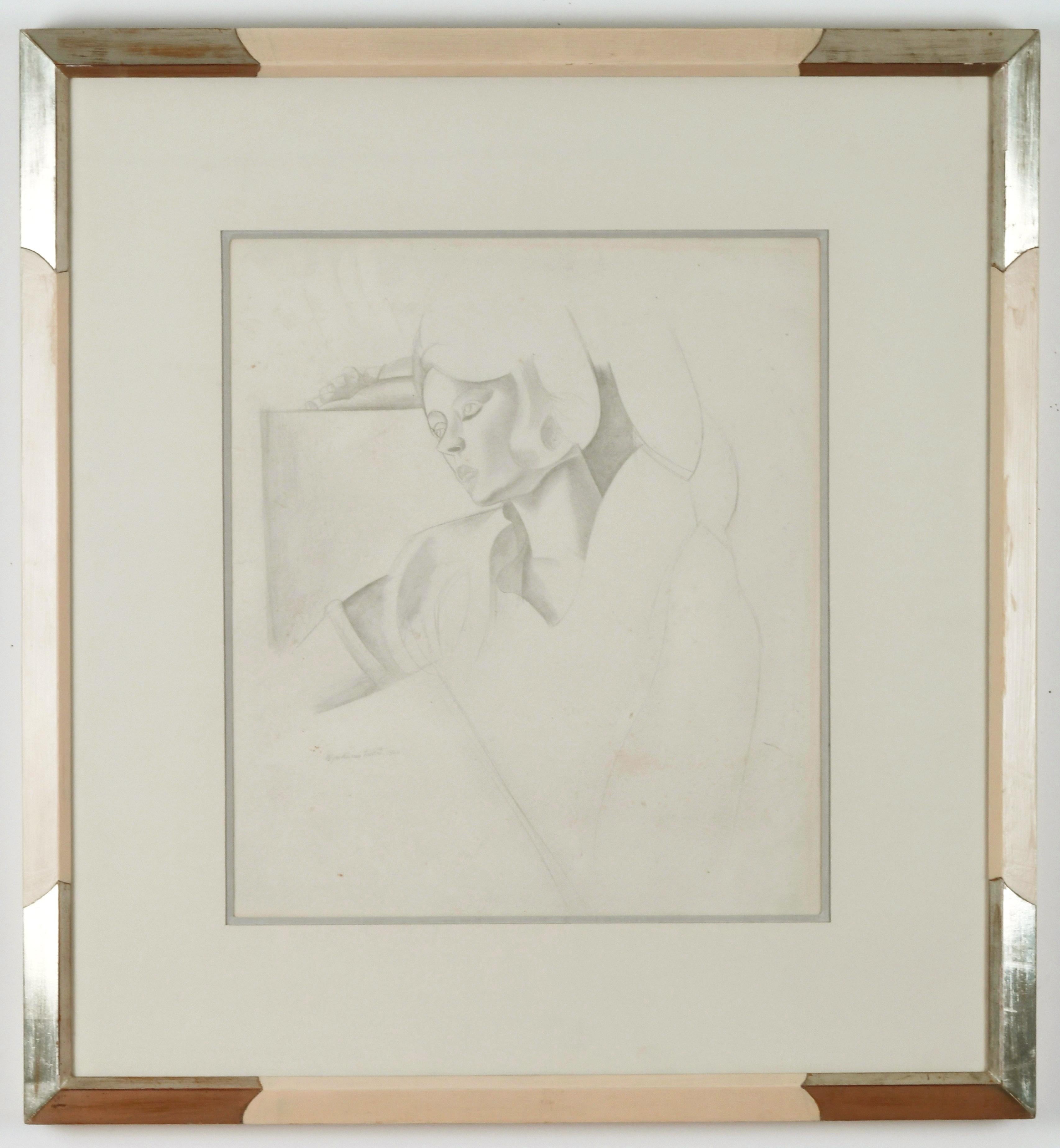 Portrait of Gladys Anne Hoskyns - Print by Percy Wyndham Lewis