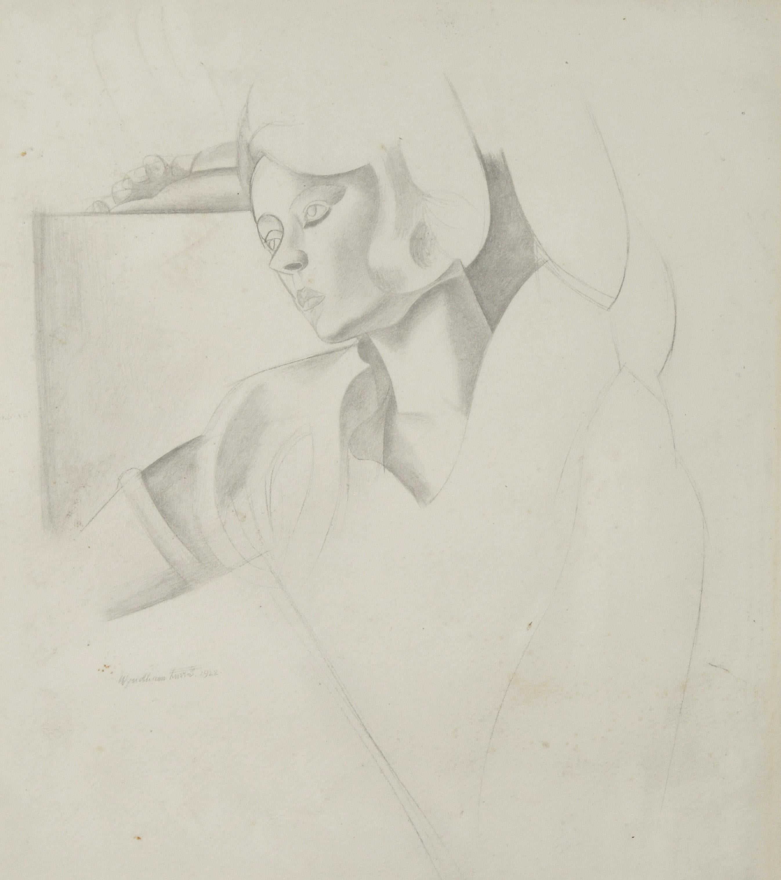 Percy Wyndham Lewis Figurative Print - Portrait of Gladys Anne Hoskyns