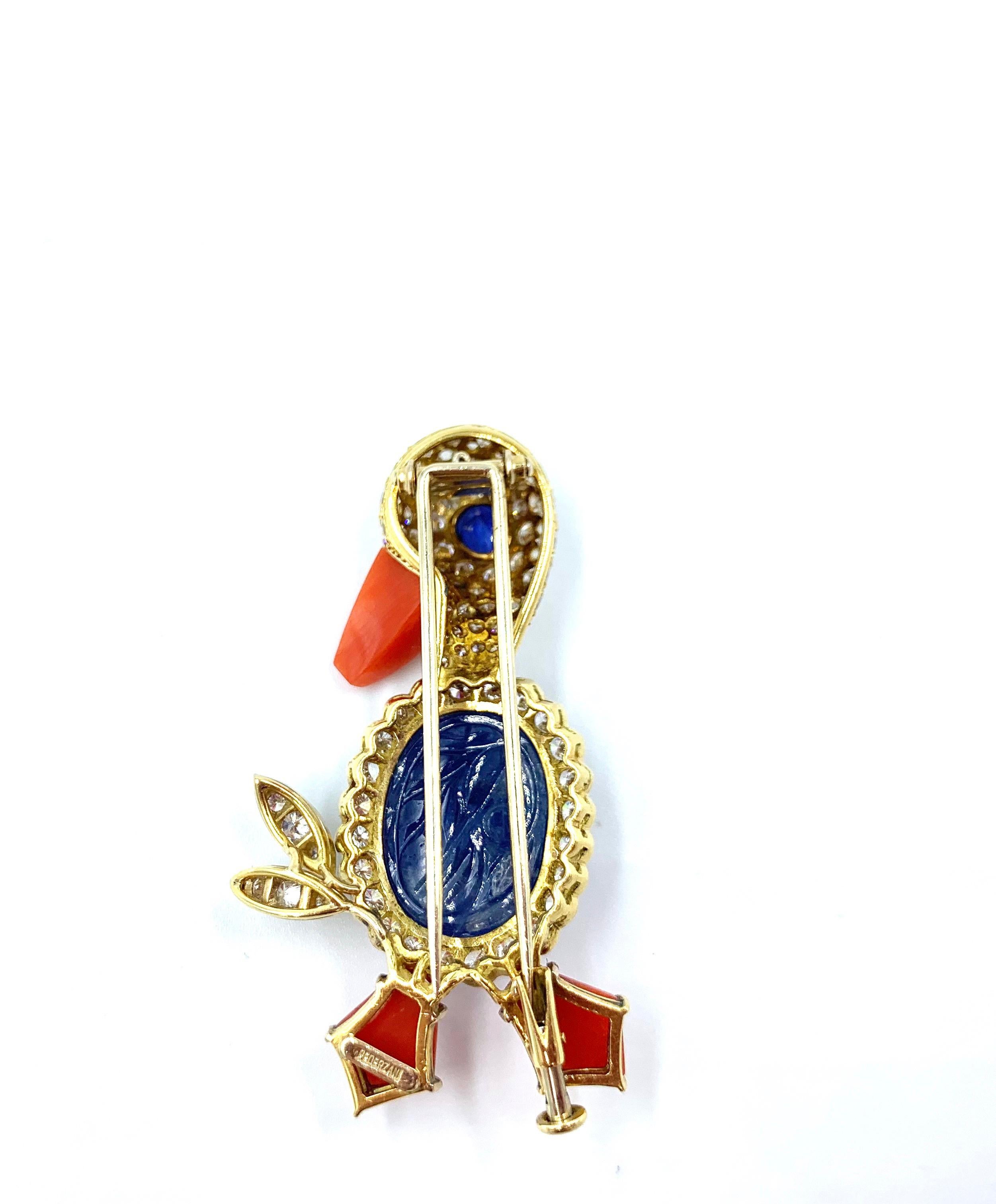 Perdezani Novelty Duck Brooch In Excellent Condition For Sale In West Palm Beach, FL