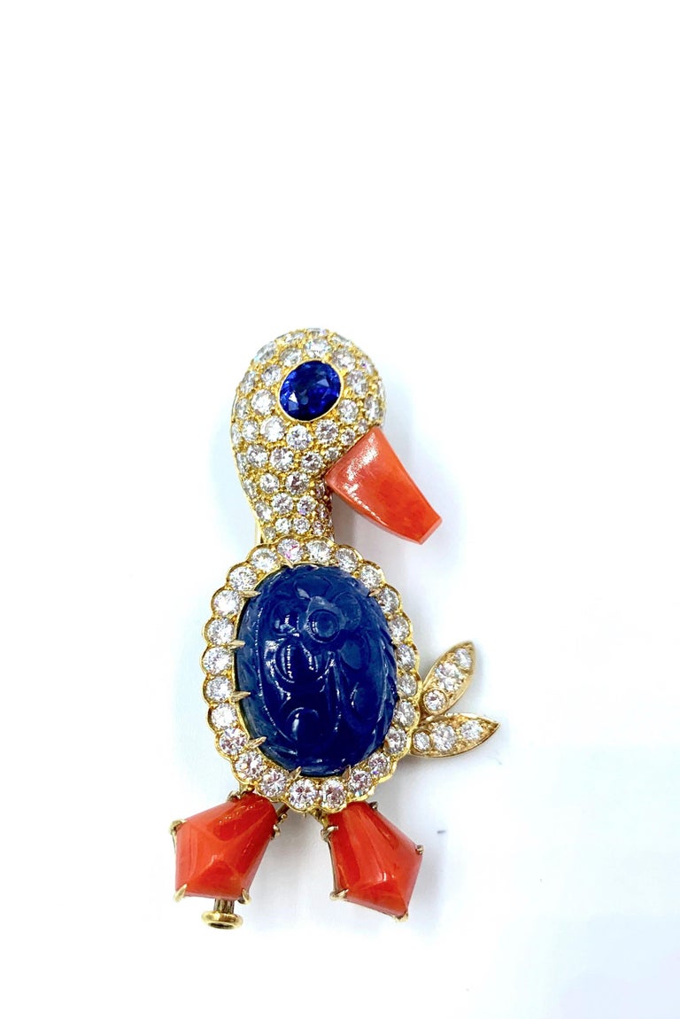 Perdezani Novelty Duck Brooch For Sale at 1stDibs
