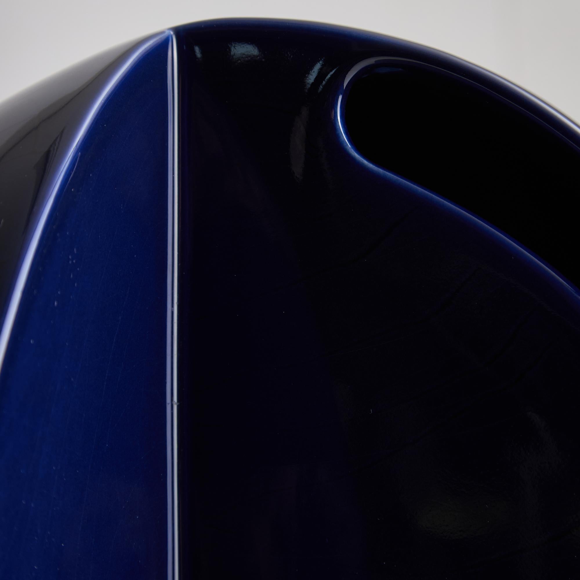 Lampada da tavolo in ceramica Perdomello 70 Blue Hemisphere, anni '70 in vendita 7