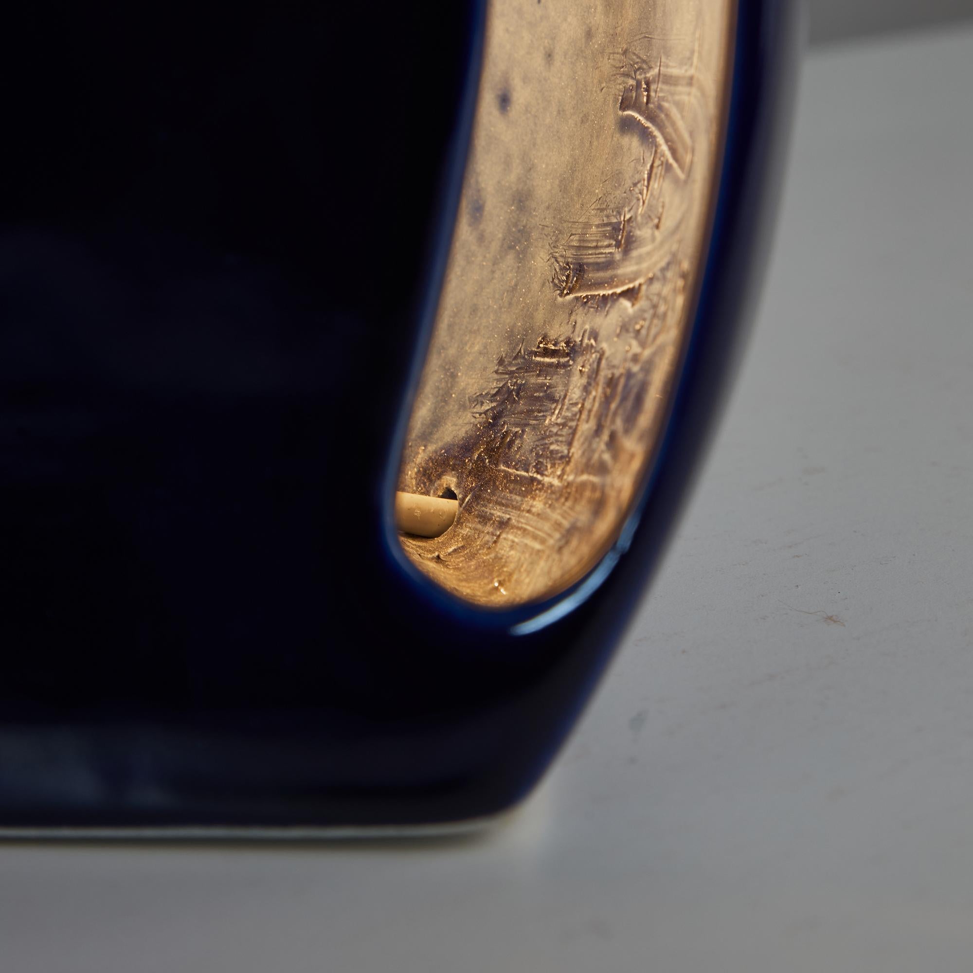 Lampada da tavolo in ceramica Perdomello 70 Blue Hemisphere, anni '70 in vendita 8