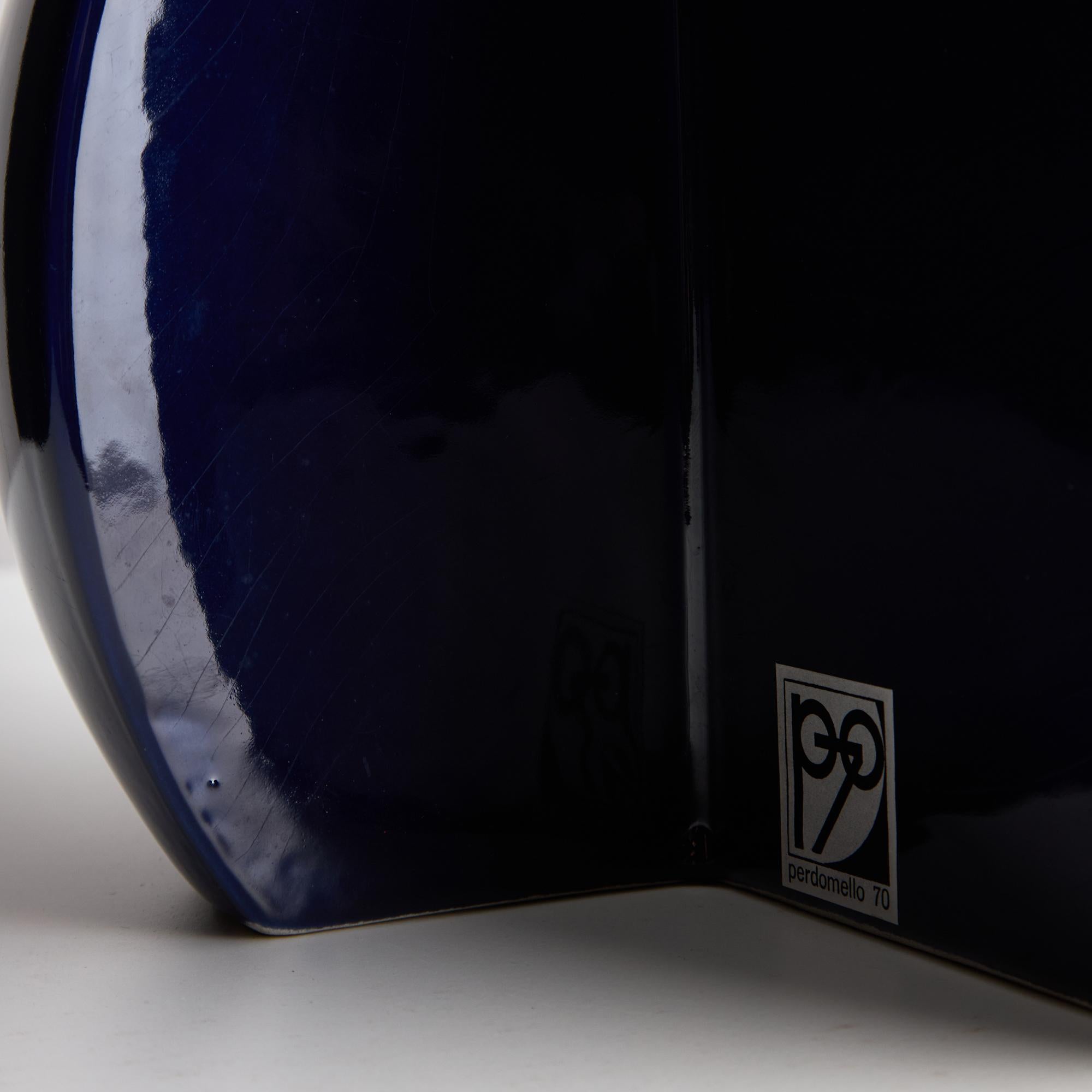 Lampada da tavolo in ceramica Perdomello 70 Blue Hemisphere, anni '70 in vendita 9