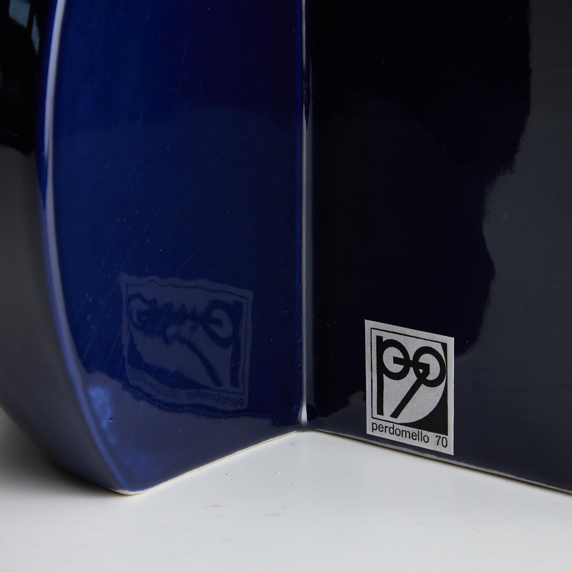 Lampada da tavolo in ceramica Perdomello 70 Blue Hemisphere, anni '70 in vendita 10