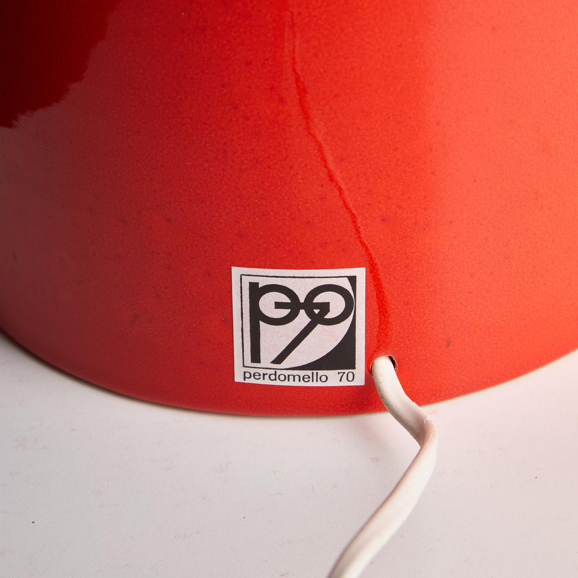 Lámpara de sobremesa de cerámica naranja Perdomello 70, años 70 en venta 4