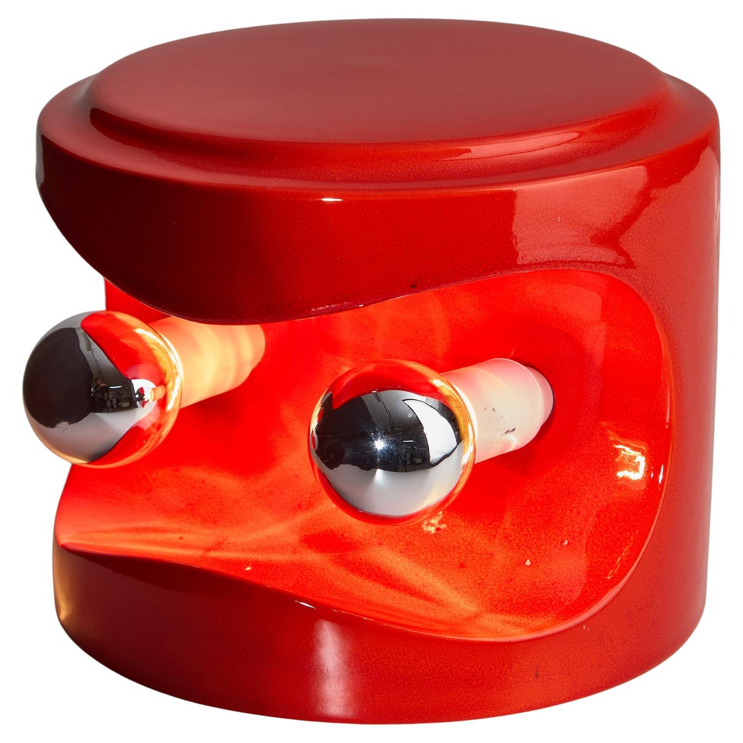Perdomello 70 Orangefarbene Keramik-Tischlampe, 1970er Jahre