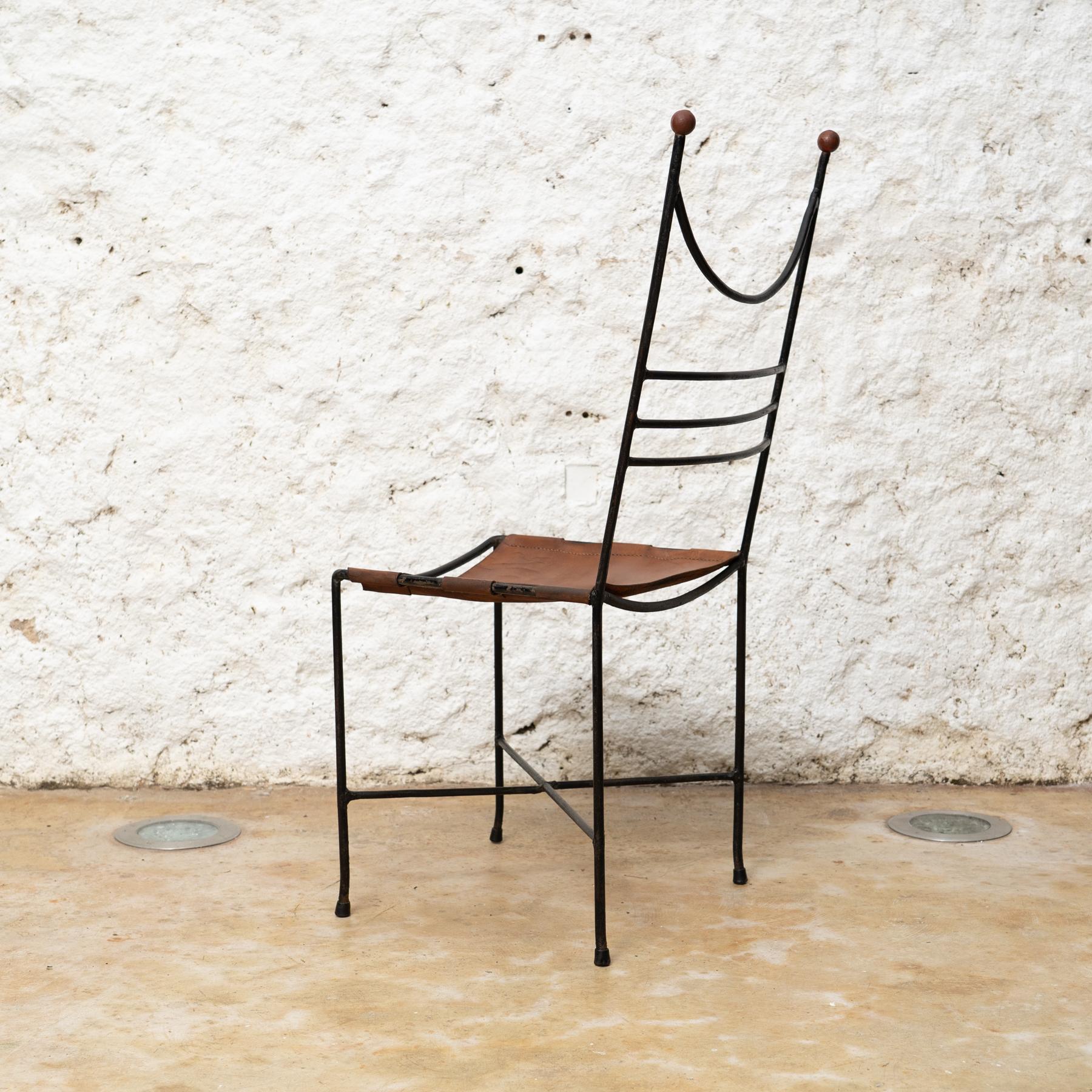 Mid-20th Century Pere Cosp Iron And Leather Chair Mid Century Modern, circa 1960 For Sale