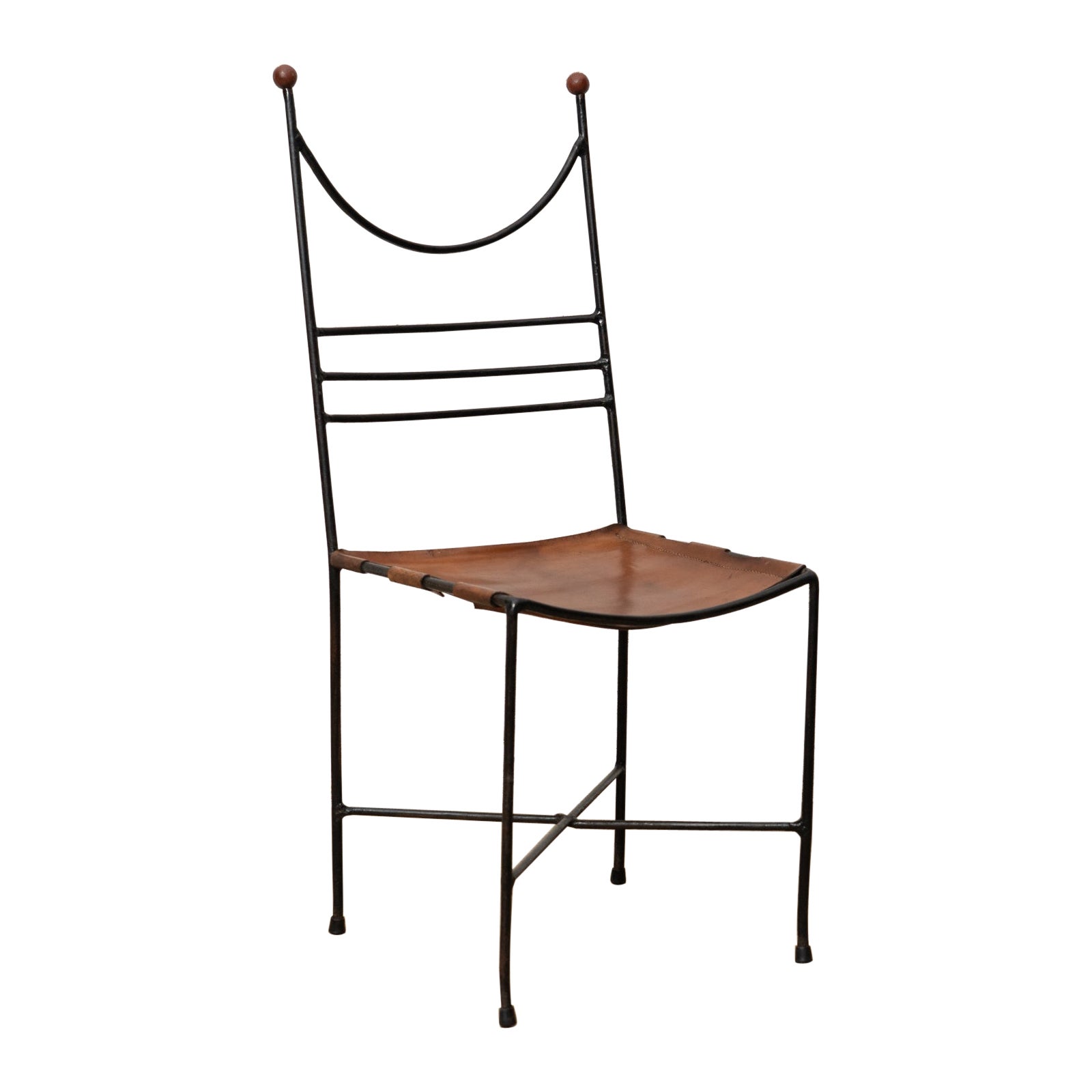 Chaise en fer et cuir The Modernity, circa 1960