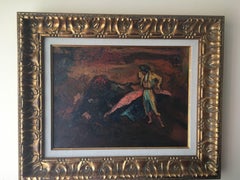 " TORO Y TORERO" original impressionist acrylic canvas painting