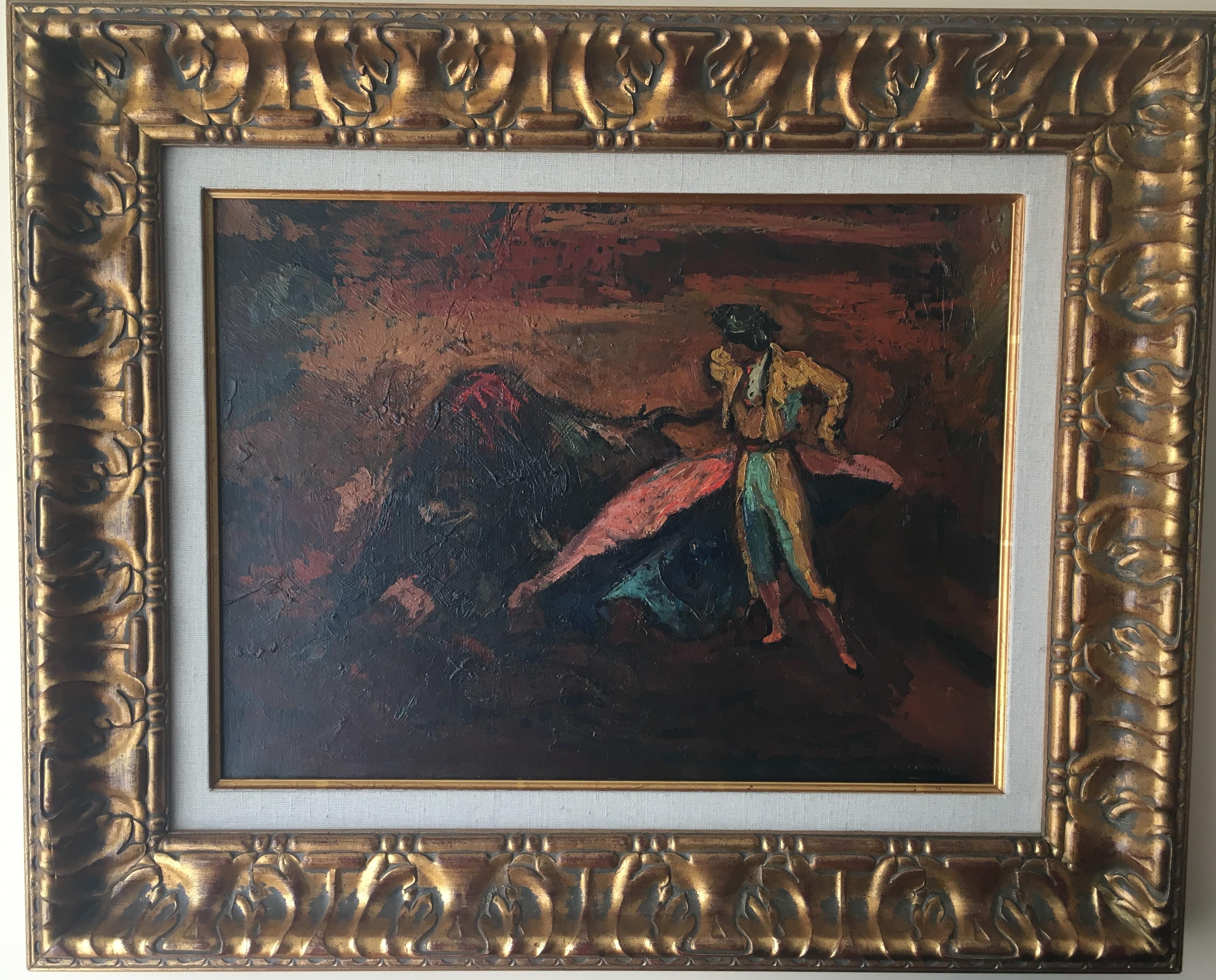 Creixams  14 Bullfighter and Bull original impressionist acrylic canvas painting For Sale 5