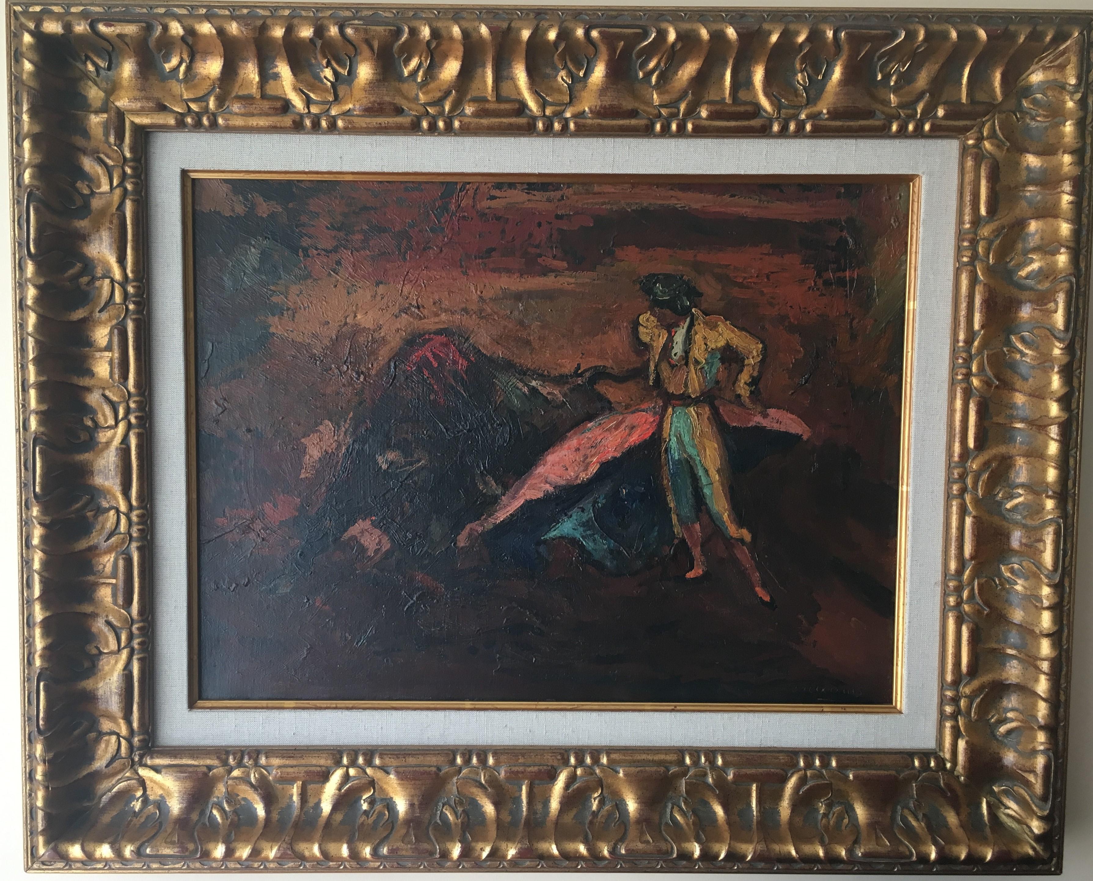Creixams  Torero e toro dipinto su tela acrilica originale impressionista in vendita 4