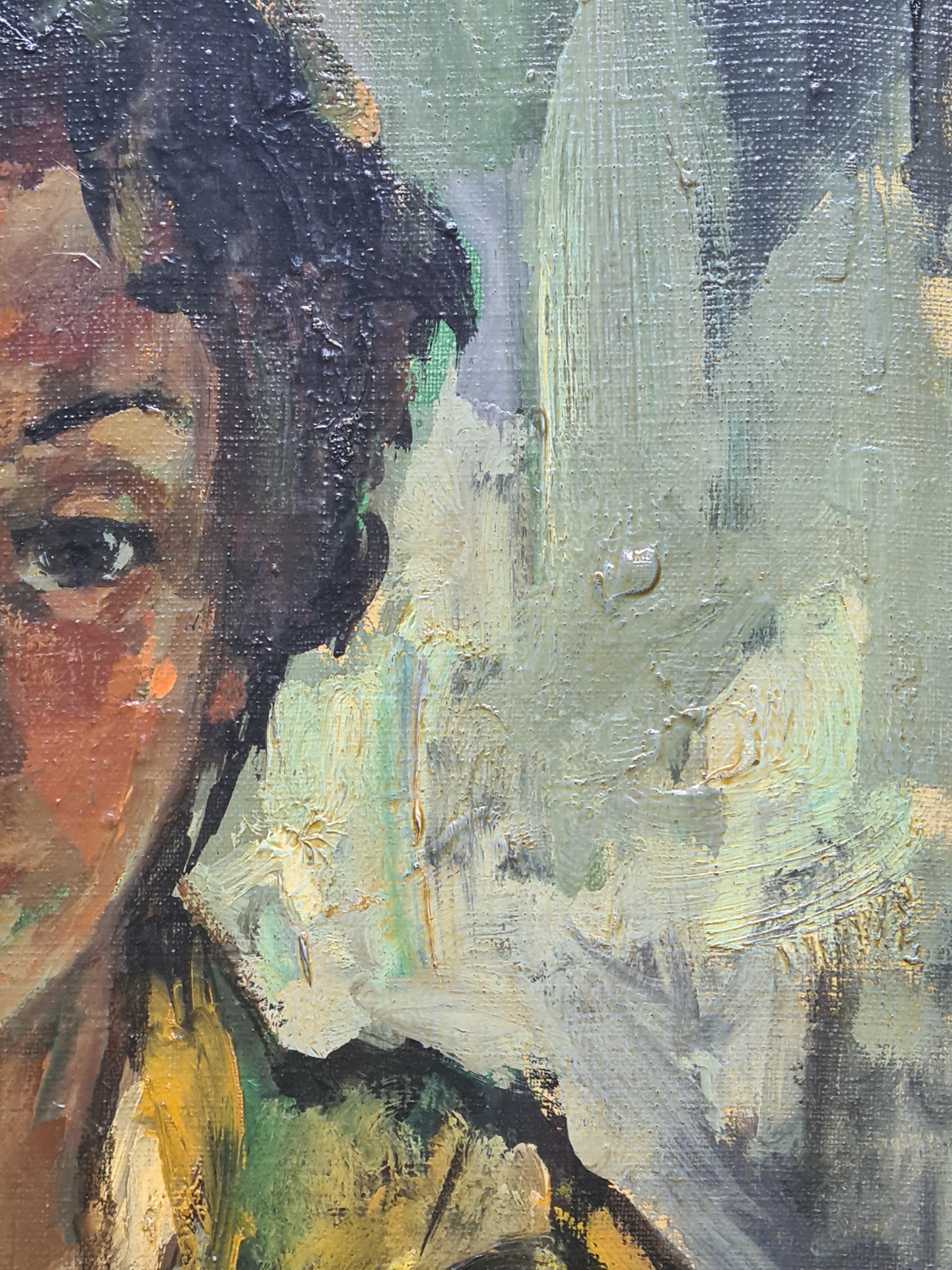 Ecole de Paris, Postimpressionistisches Porträt einer modischen jungen Frau im Angebot 6