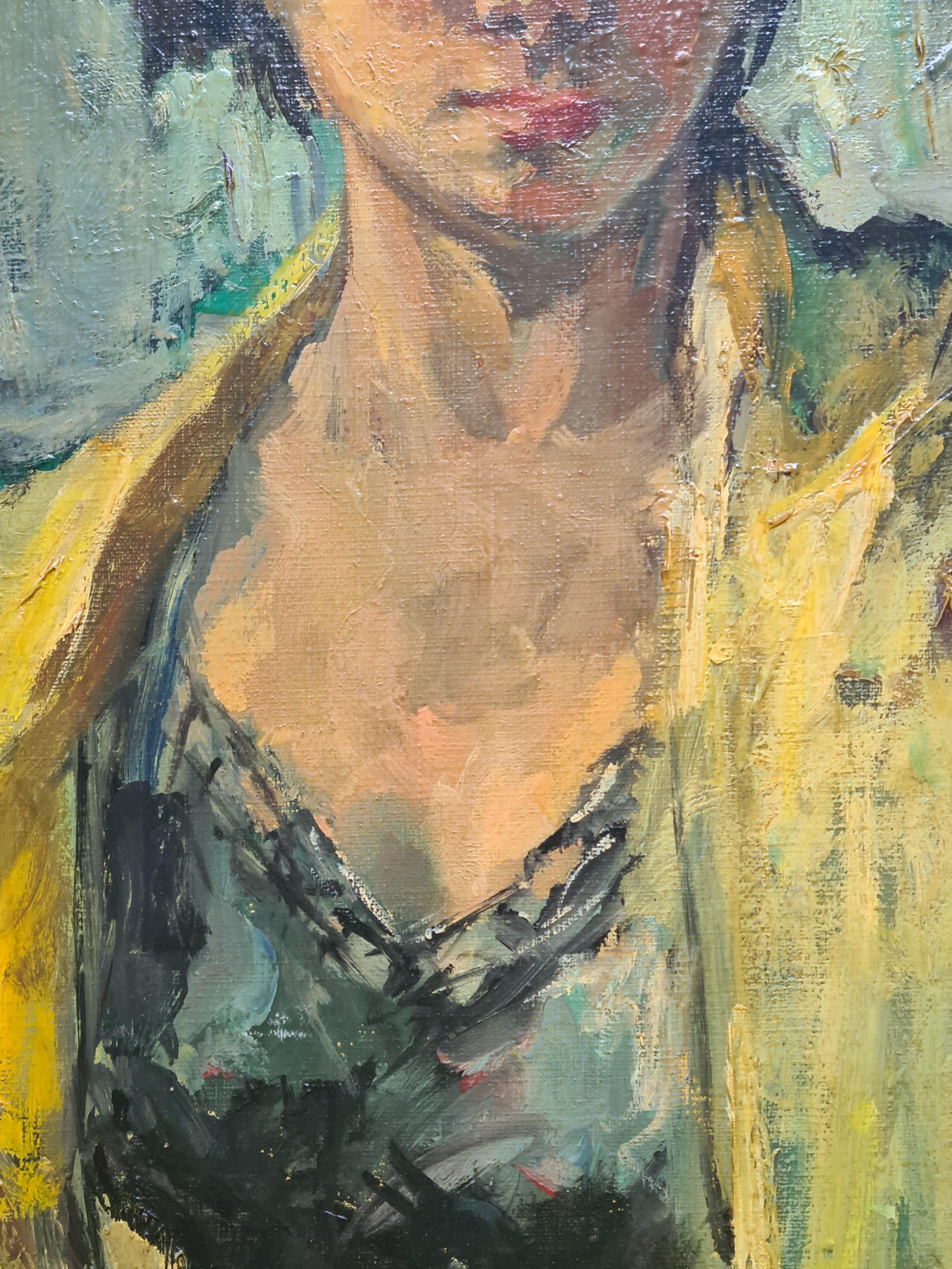 Ecole de Paris, Postimpressionistisches Porträt einer modischen jungen Frau im Angebot 9
