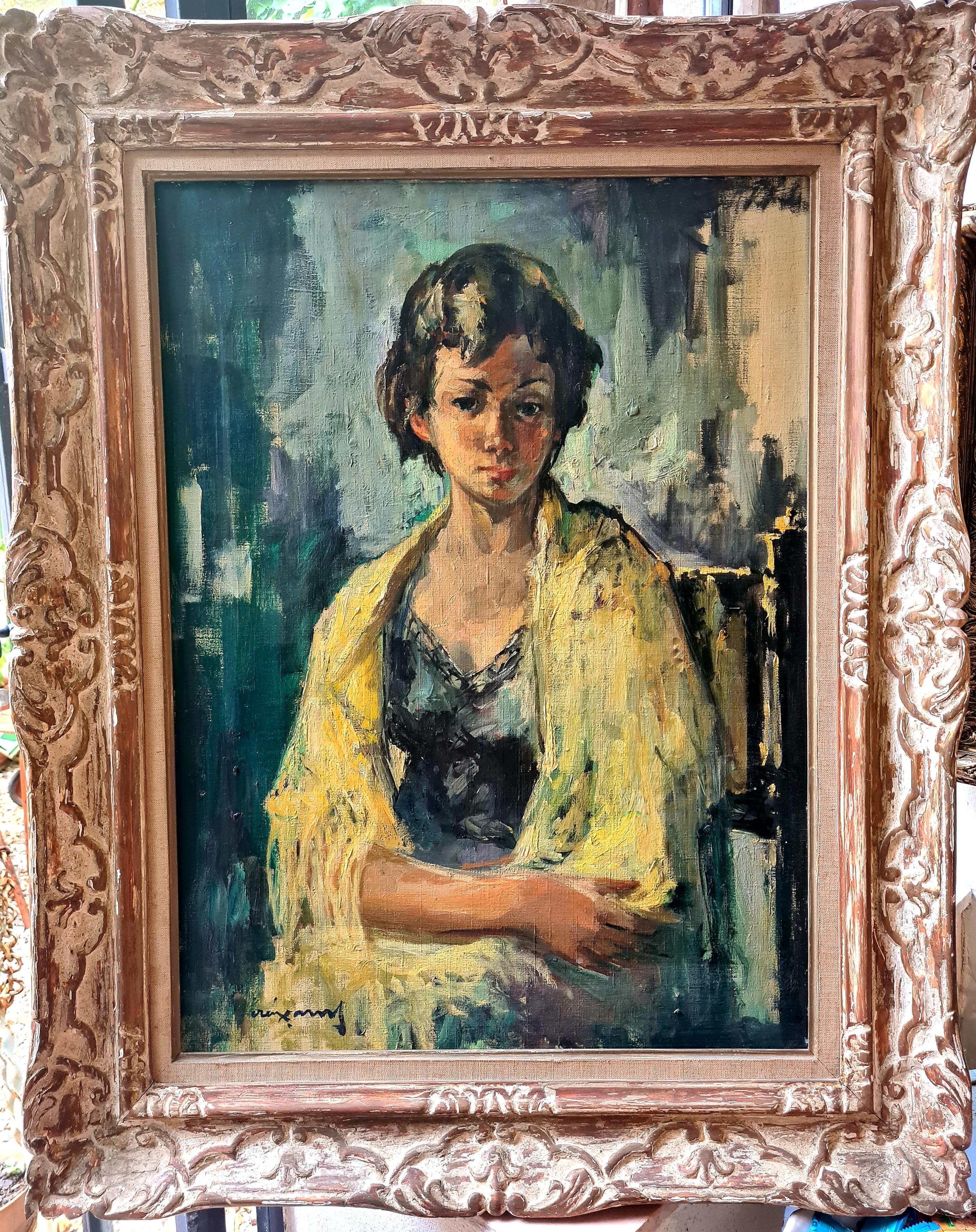 Ecole de Paris, Postimpressionistisches Porträt einer modischen jungen Frau – Painting von Pere Modesto Luis Creixams