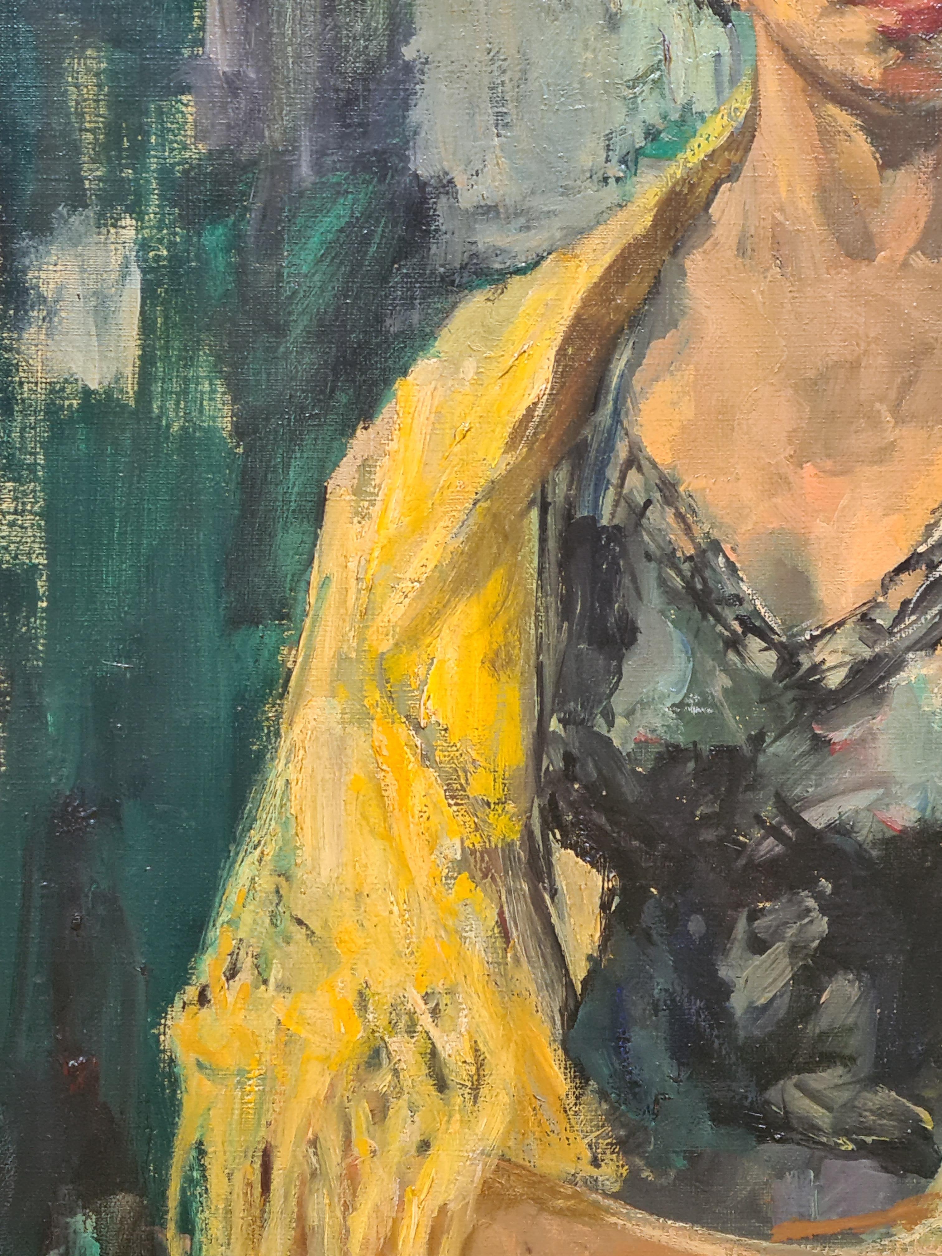 Ecole de Paris, Postimpressionistisches Porträt einer modischen jungen Frau im Angebot 1