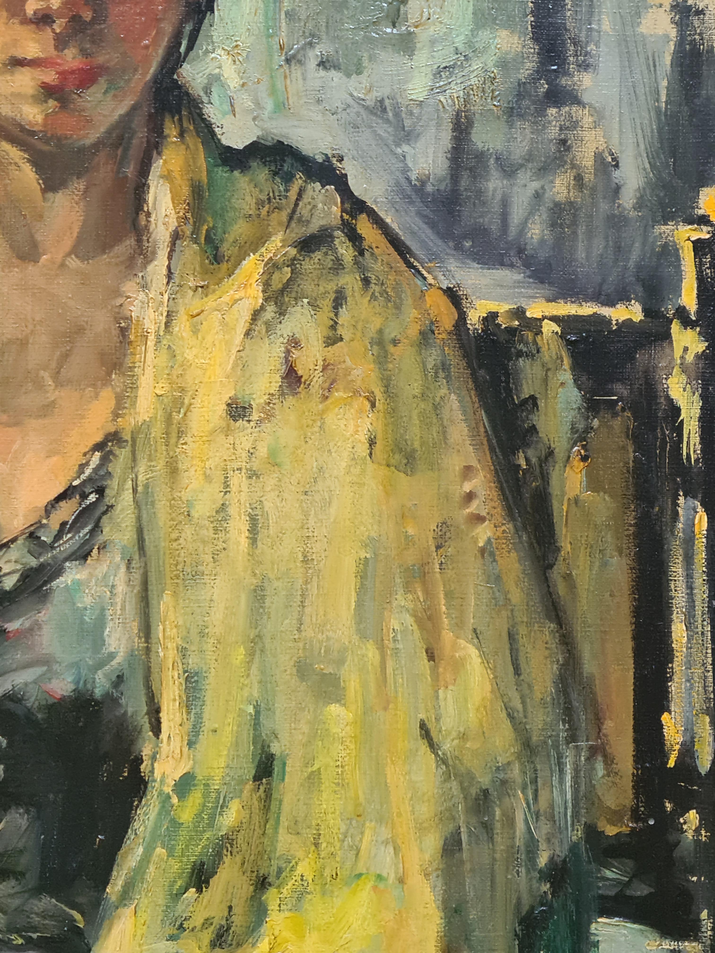 Ecole de Paris, Postimpressionistisches Porträt einer modischen jungen Frau im Angebot 2