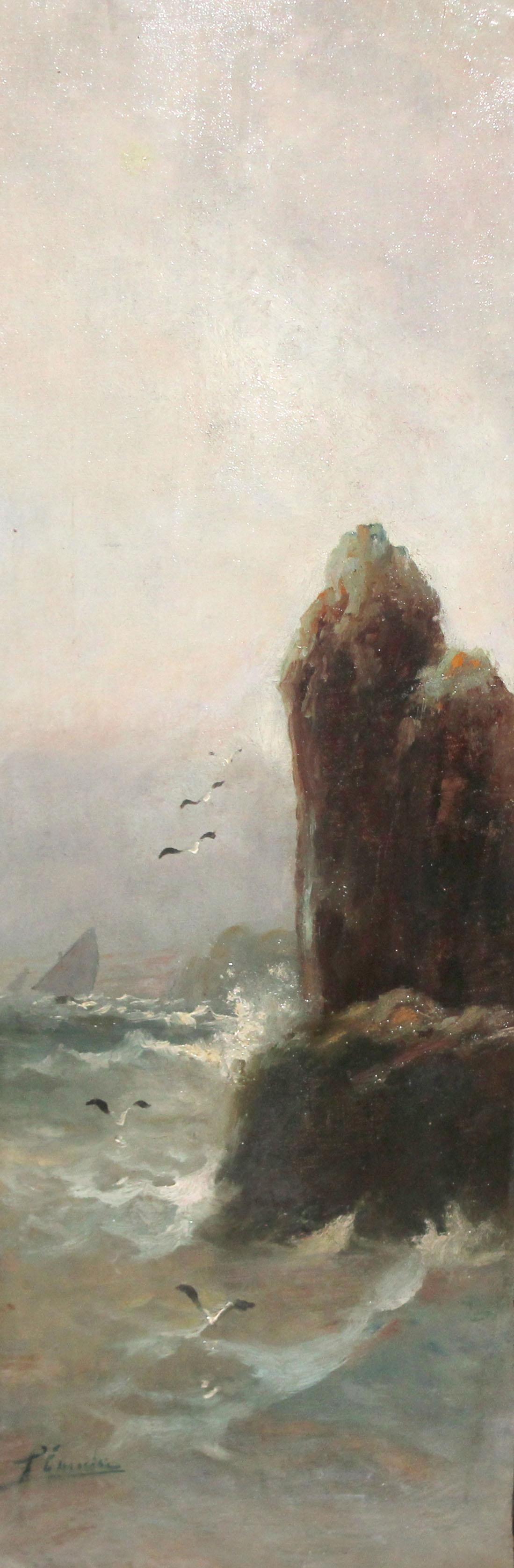 Navegando junto a los acantilados - Óleo sobre tela - Painting by Pere Navarro Escuder
