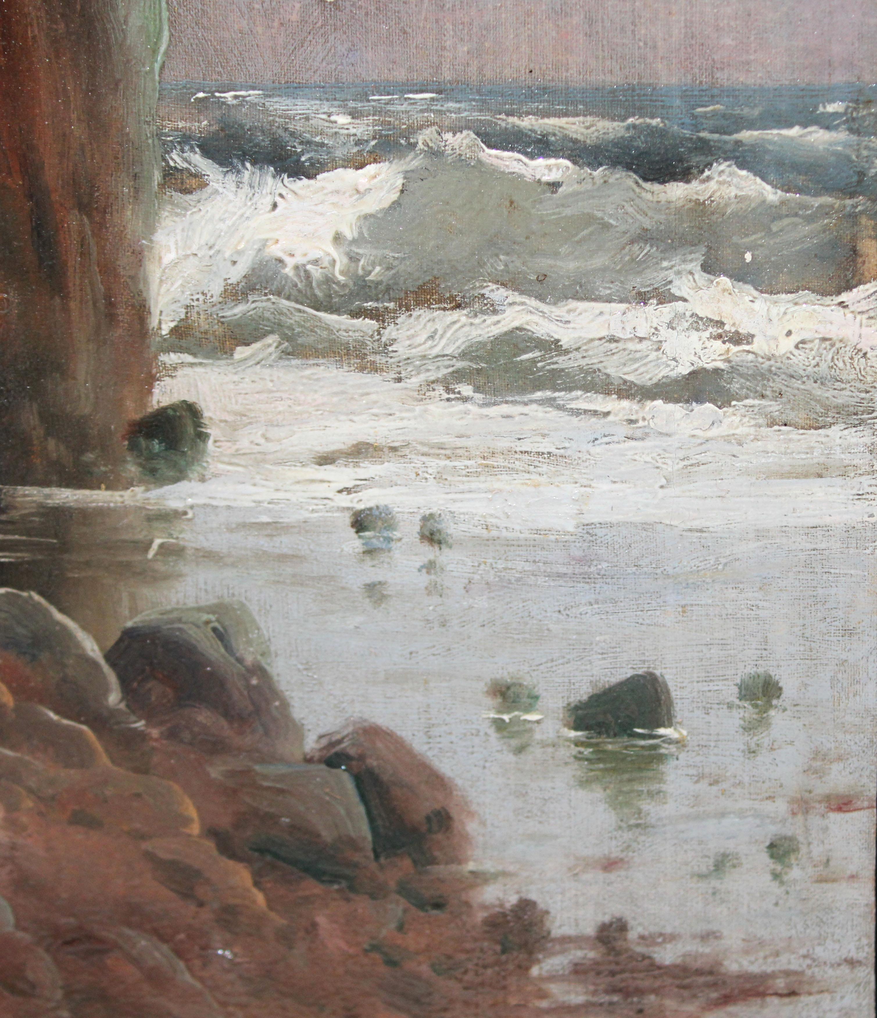 Refugio junto al mar - Óleo sobre tela For Sale 3