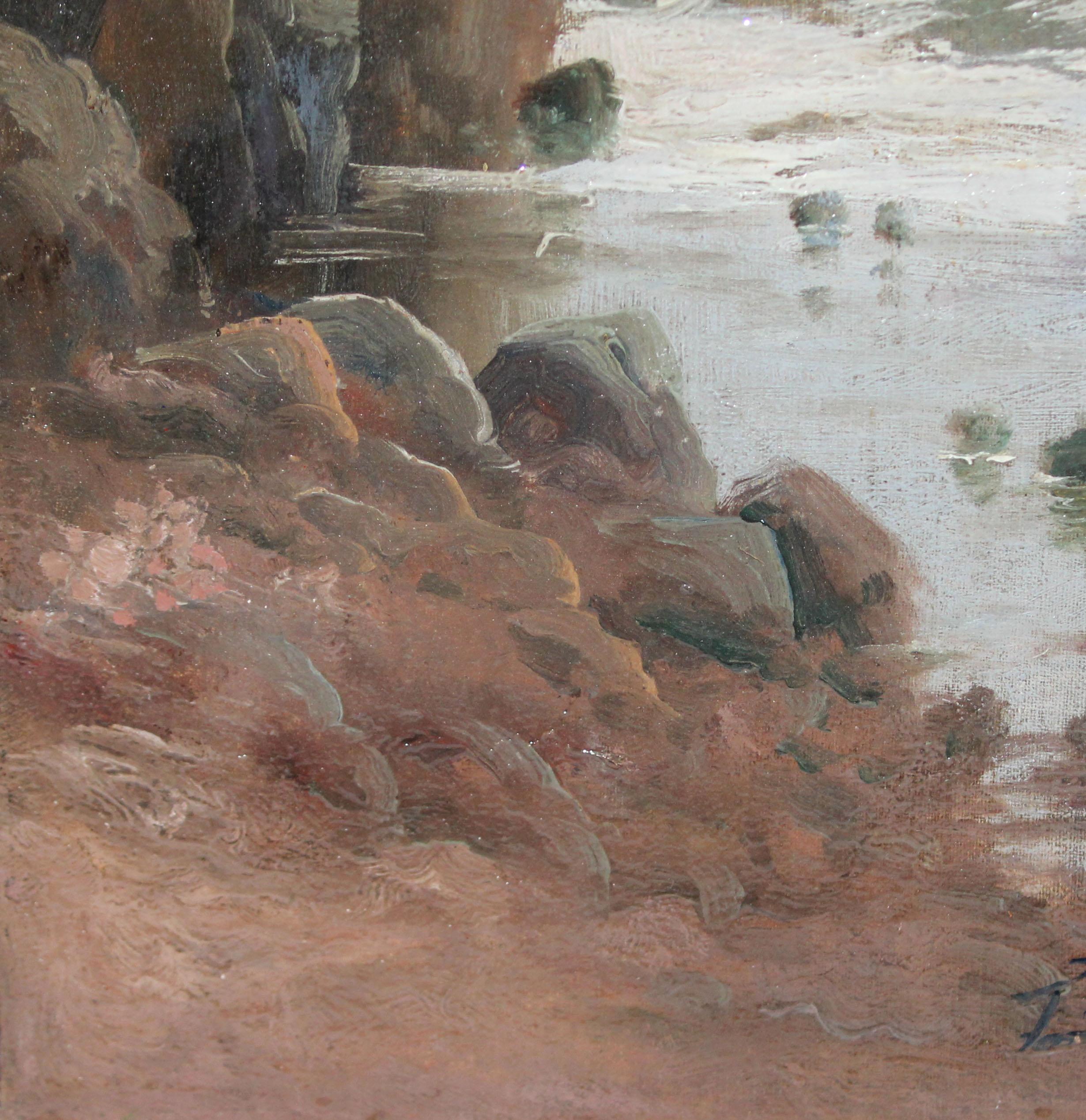 Refugio junto al mar - Óleo sobre tela For Sale 4