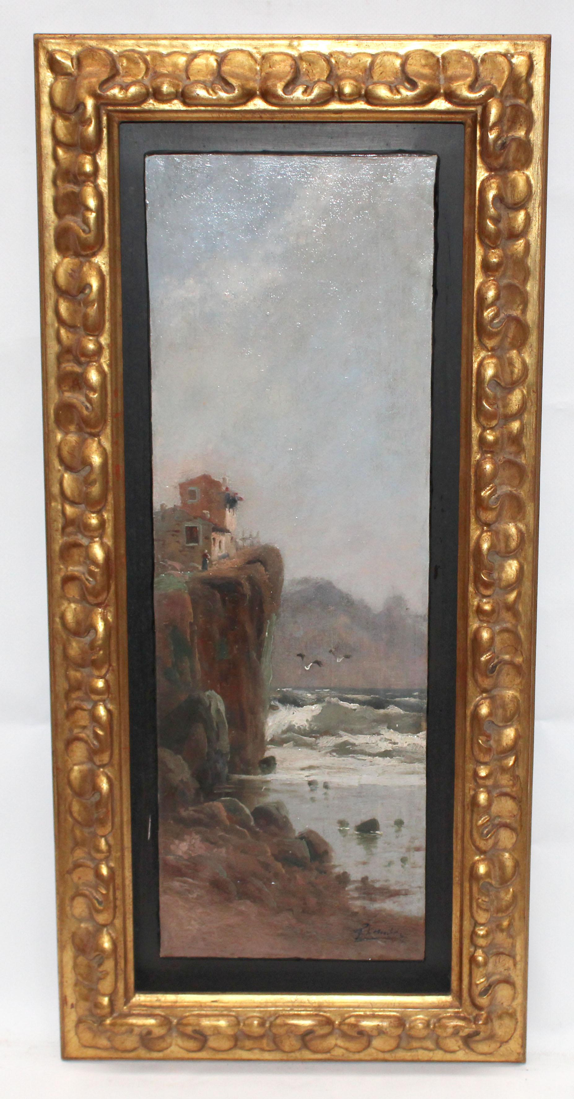 Pere Navarro Escuder Landscape Painting - Refugio junto al mar - Óleo sobre tela