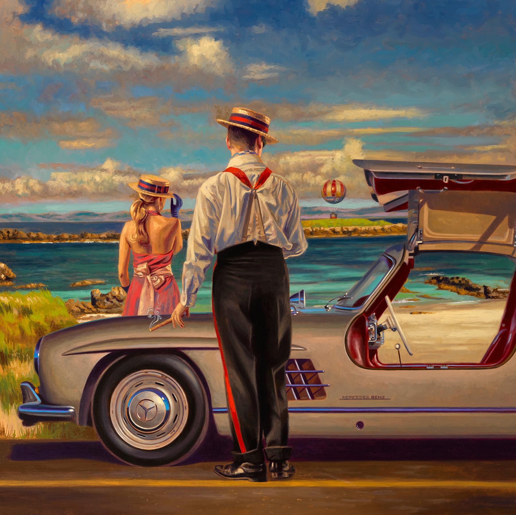 "Lift-Off!" Take a luxurious ride beside this aquamarine sea  - Painting by Peregrine Heathcote