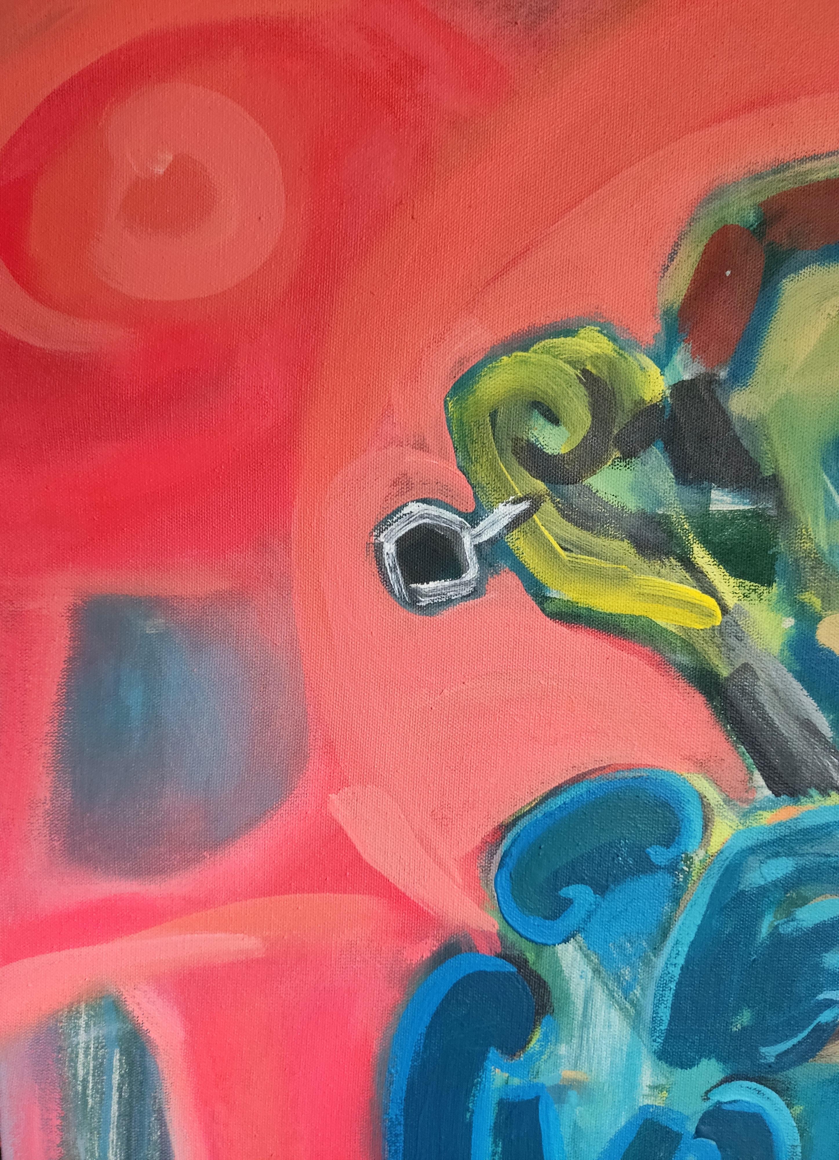 Cello und Blumentopf – Painting von Perekucha Ruslan