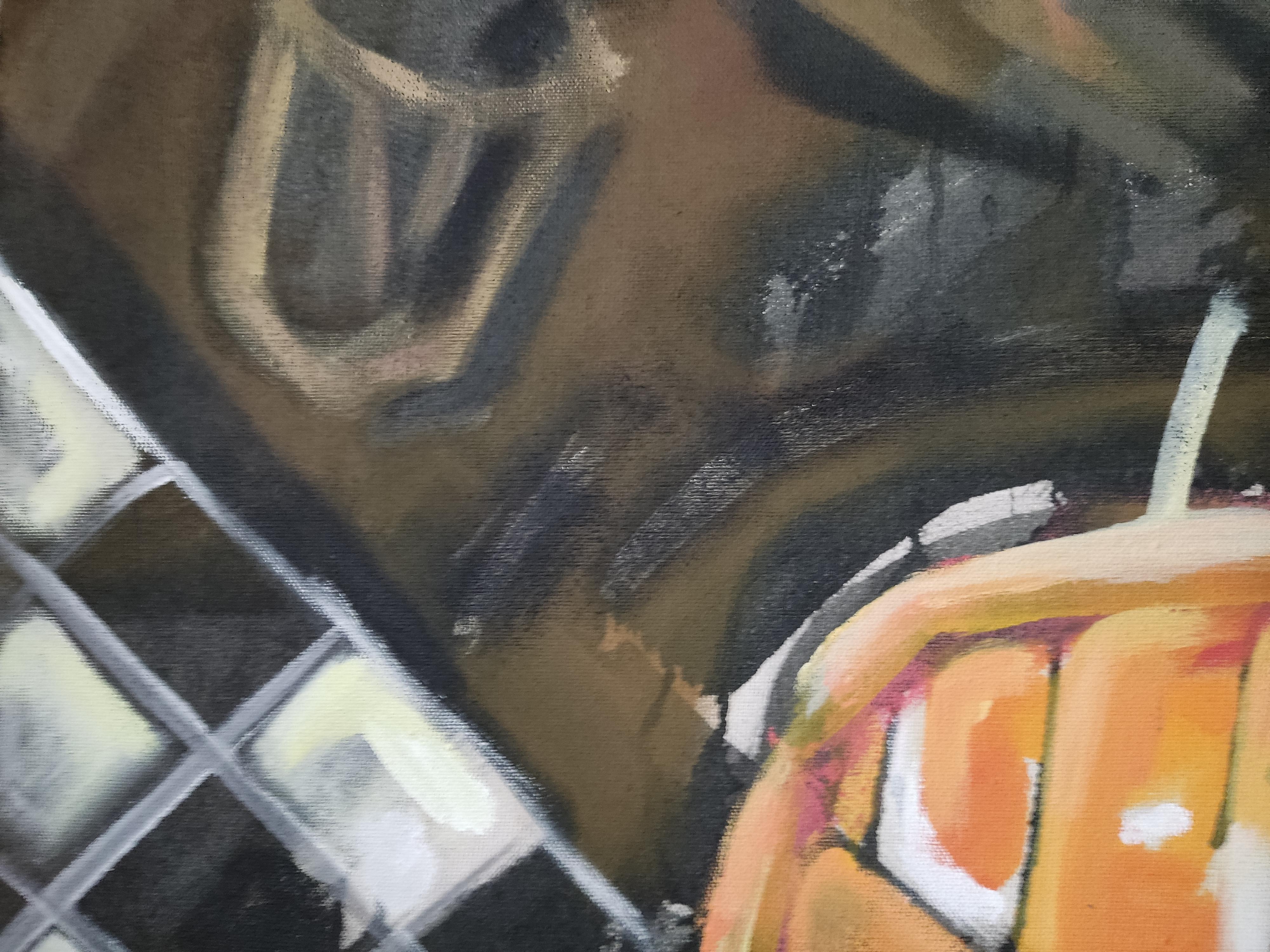 Conversation In Chess Club - Abstract Painting by Perekucha Ruslan