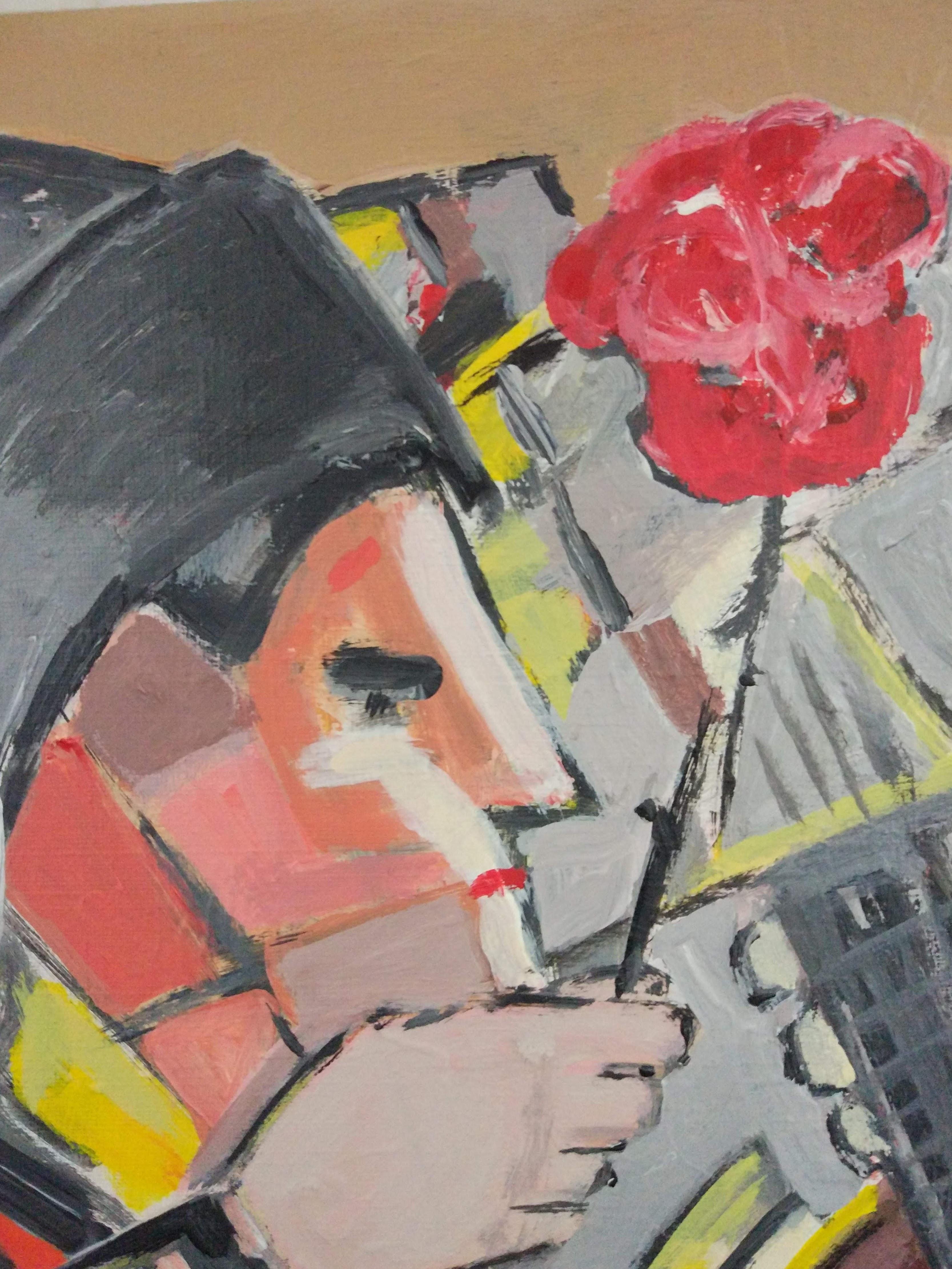 Arlecchino con rosa e Pierrot cantante in vendita 4