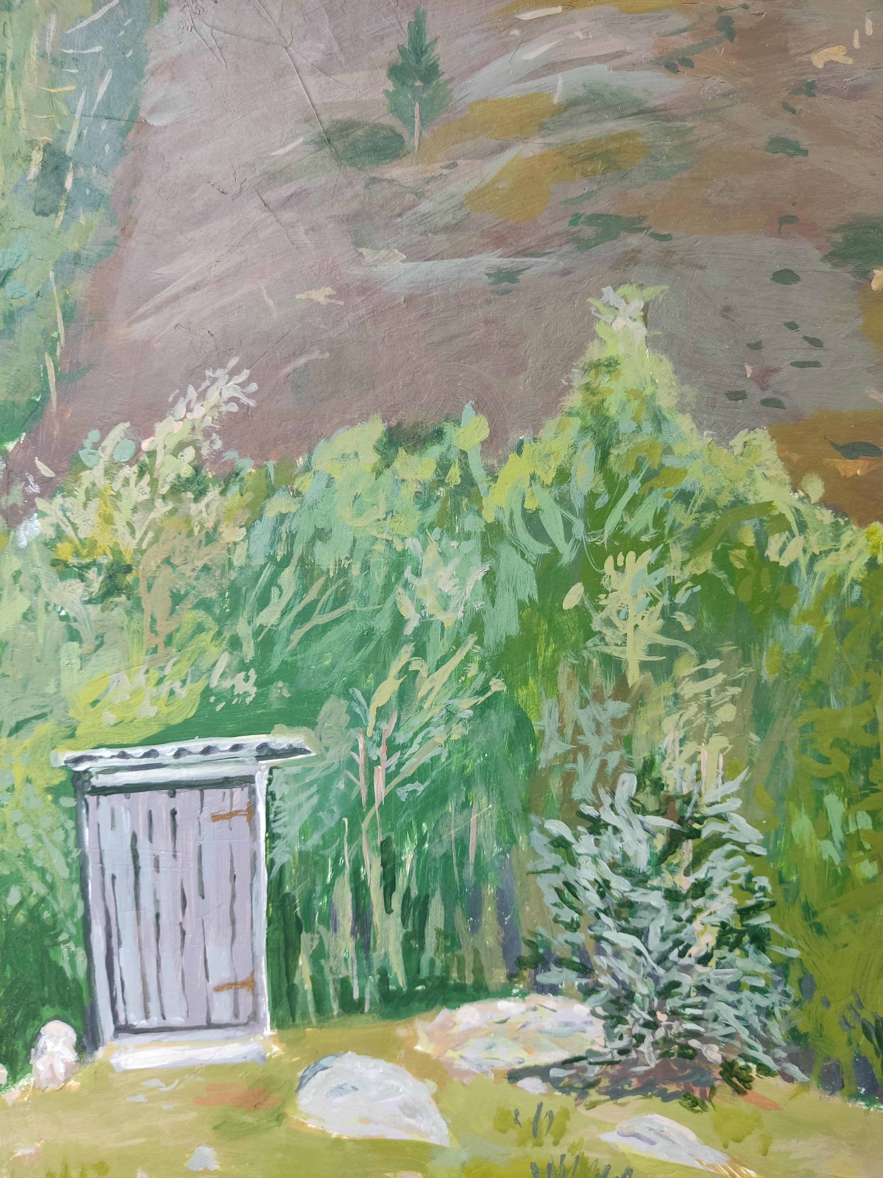 La solitudine in montagna - Landscape Painting Marrone di Perekucha Ruslan
