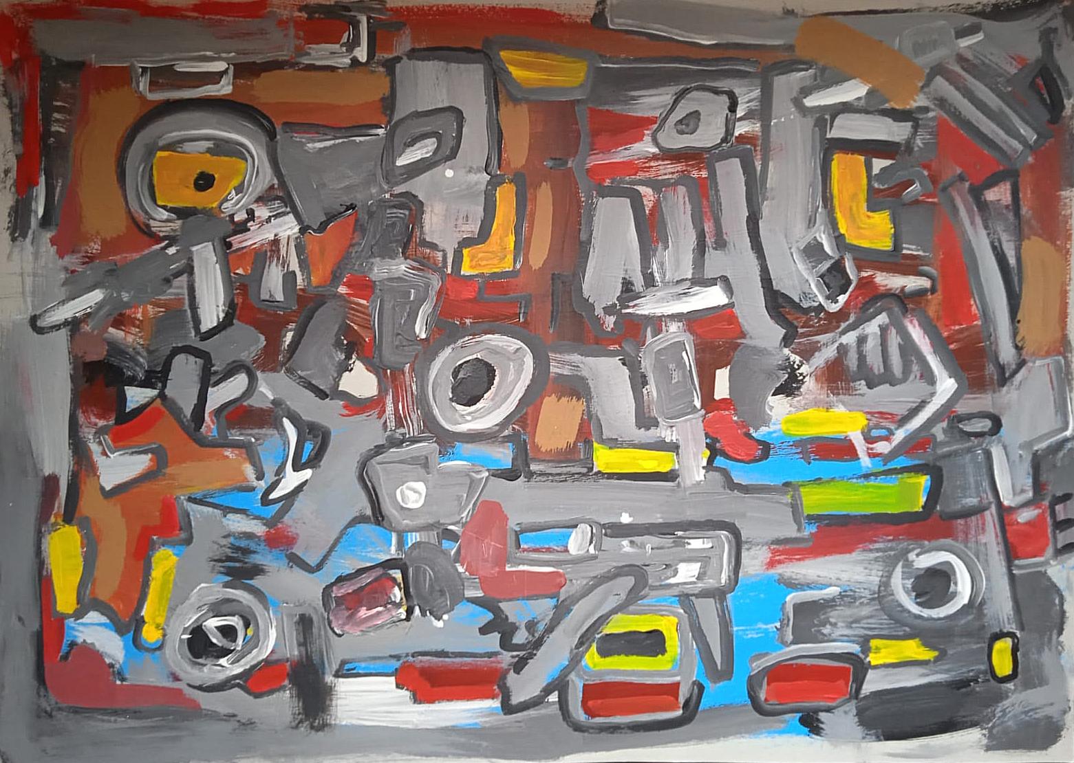 Bewegung (Grau), Abstract Painting, von Perekucha Ruslan