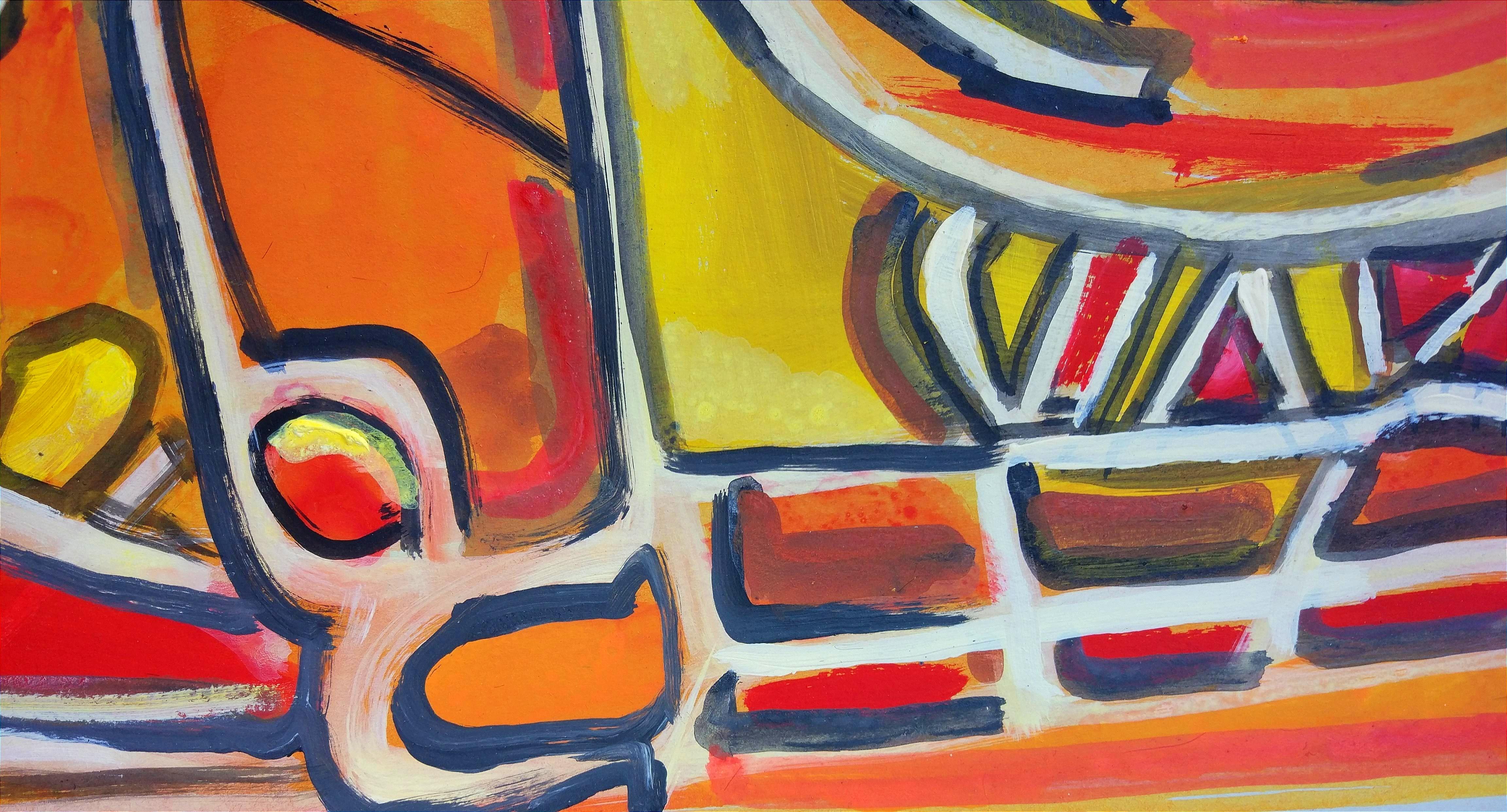 Mystery Of Ancient Civilization - Brown Abstract Painting by Perekucha Ruslan