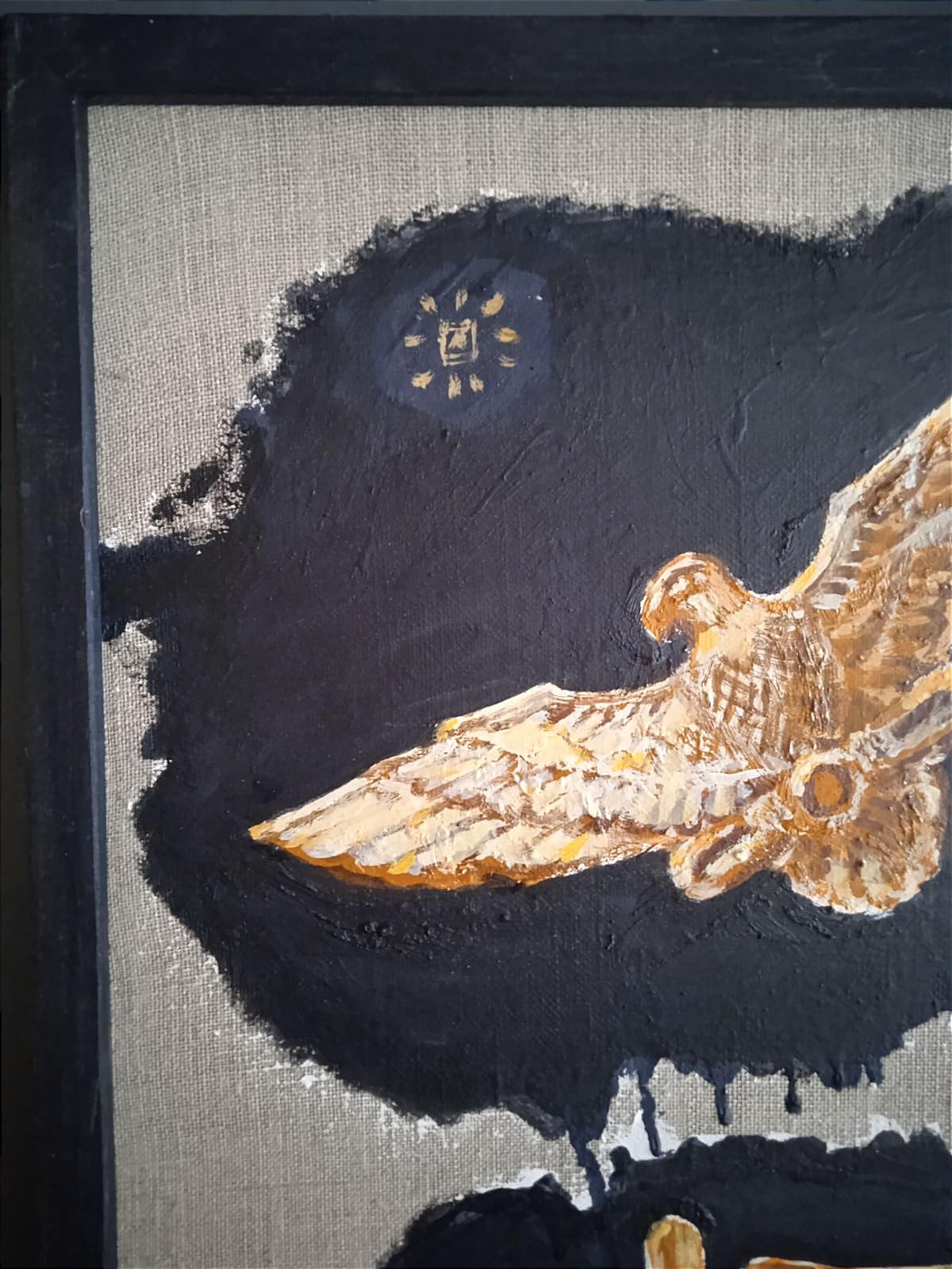 Night Flight To Venus - Brown Abstract Painting by Perekucha Ruslan