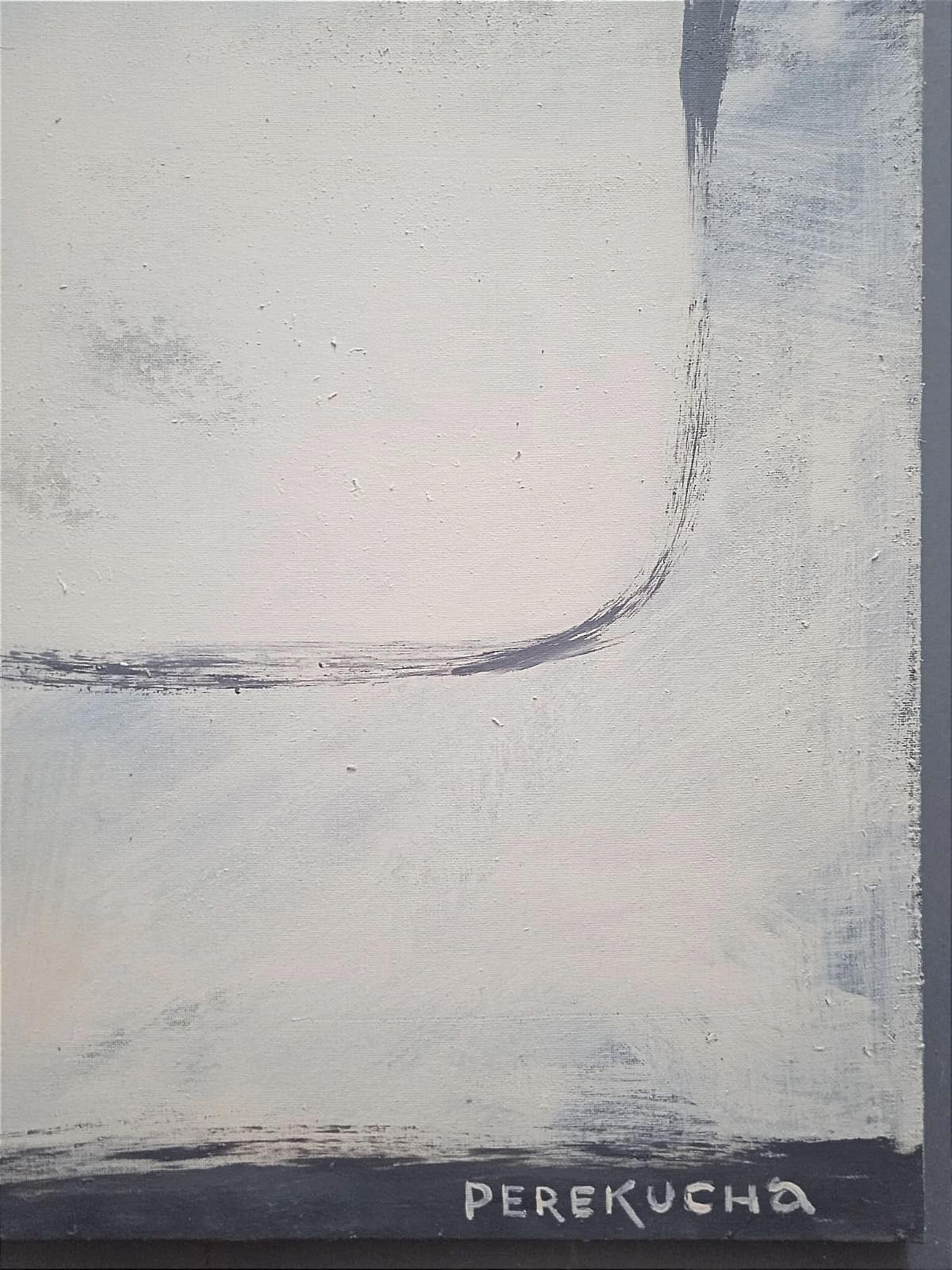 Objekt In Perspective - Gray Abstract Painting by Perekucha Ruslan