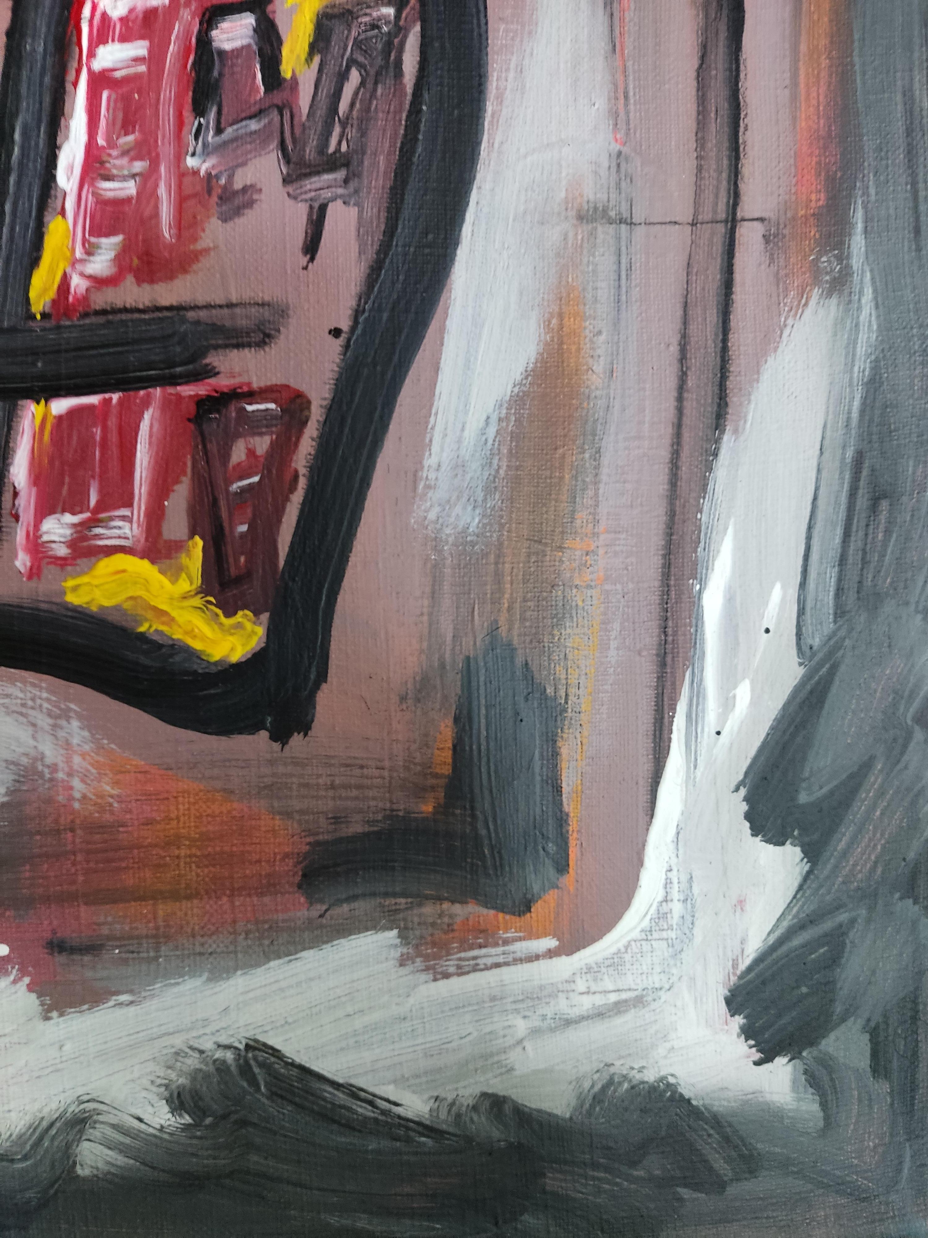 Autoritratto di un pittore - Abstract Painting Grigio di Perekucha Ruslan