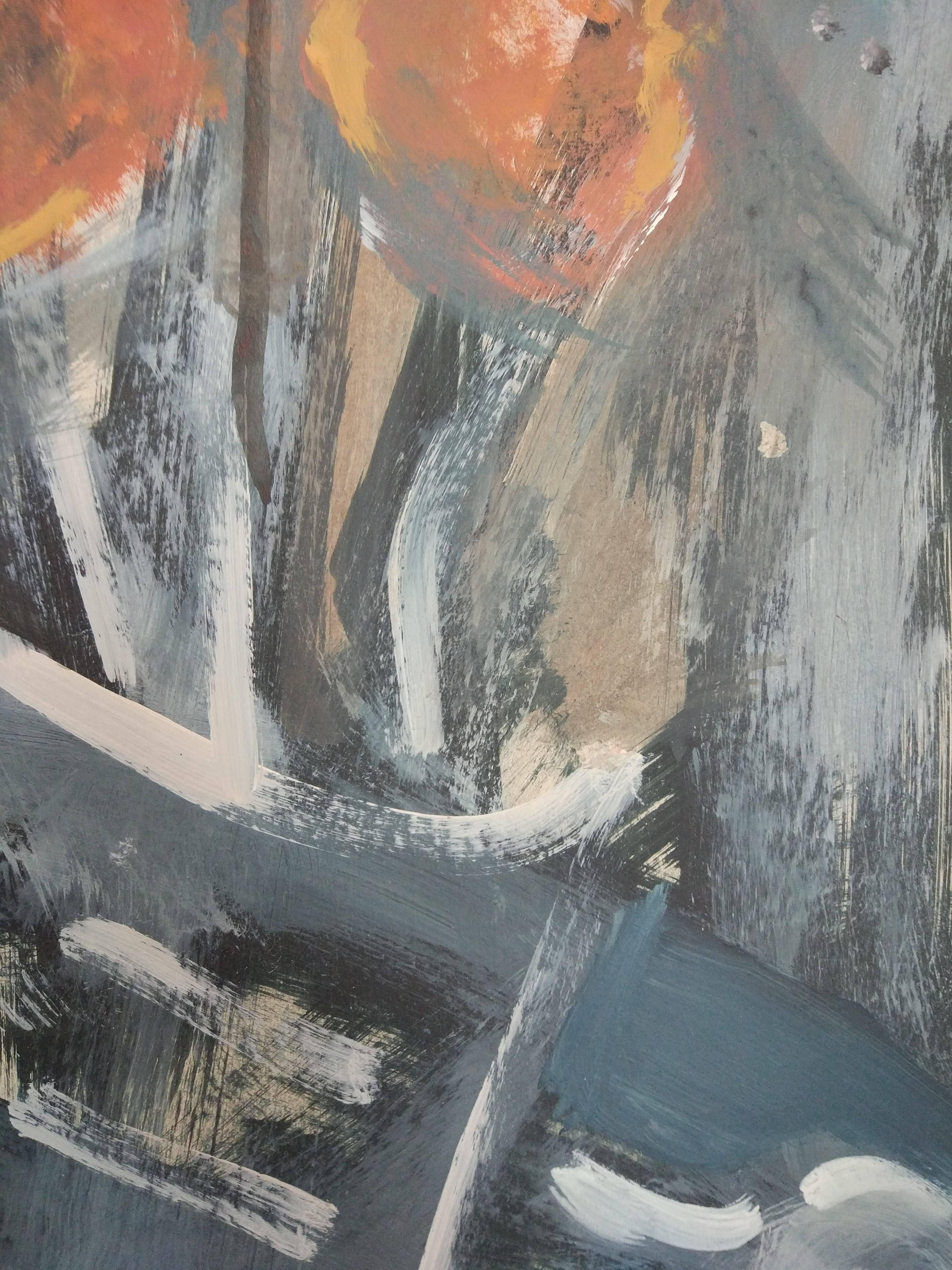 Stillife With Clarionet - Gray Abstract Painting by Perekucha Ruslan