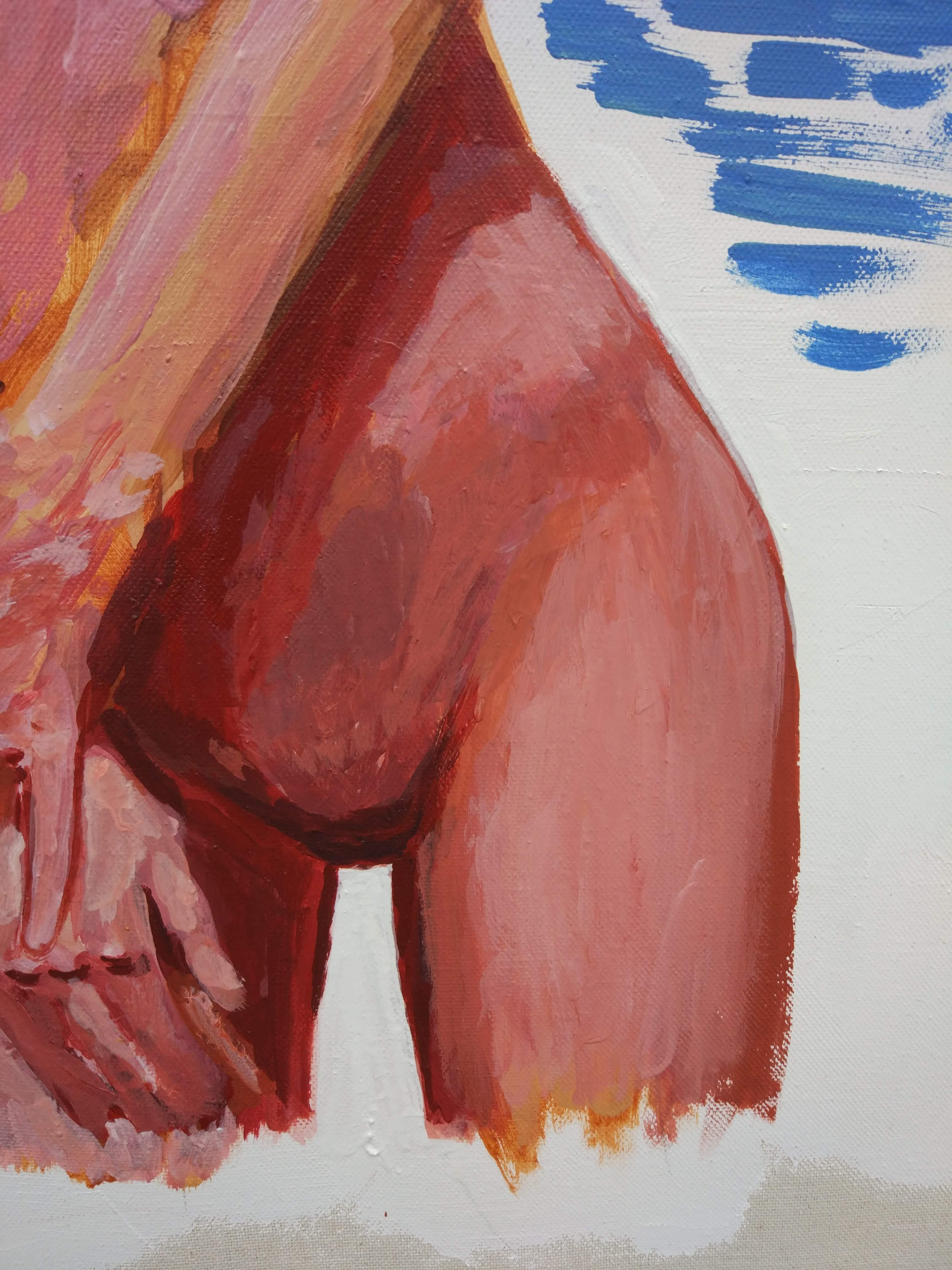Whiteness On White (Grau), Nude Painting, von Perekucha Ruslan