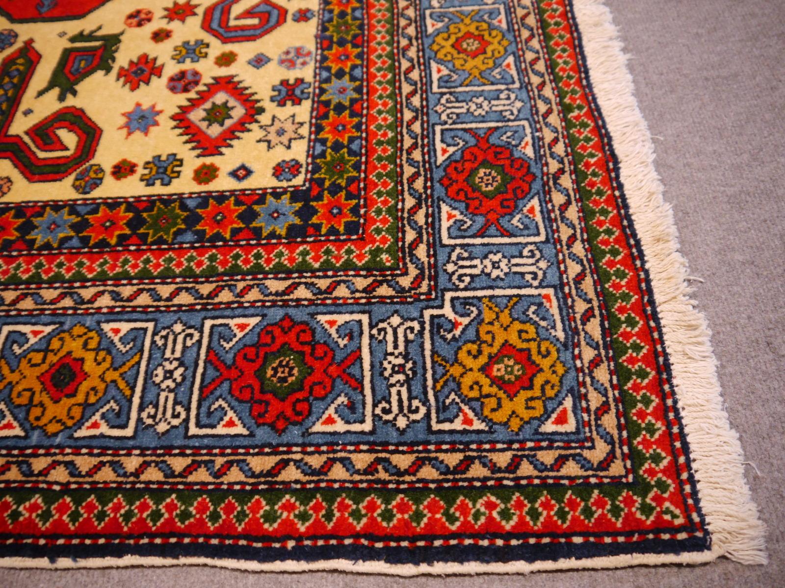 Hand-Knotted Perepedil Kazak Rug Hand Knotted in Azerbaijan Vintage Semi Antique Rug For Sale