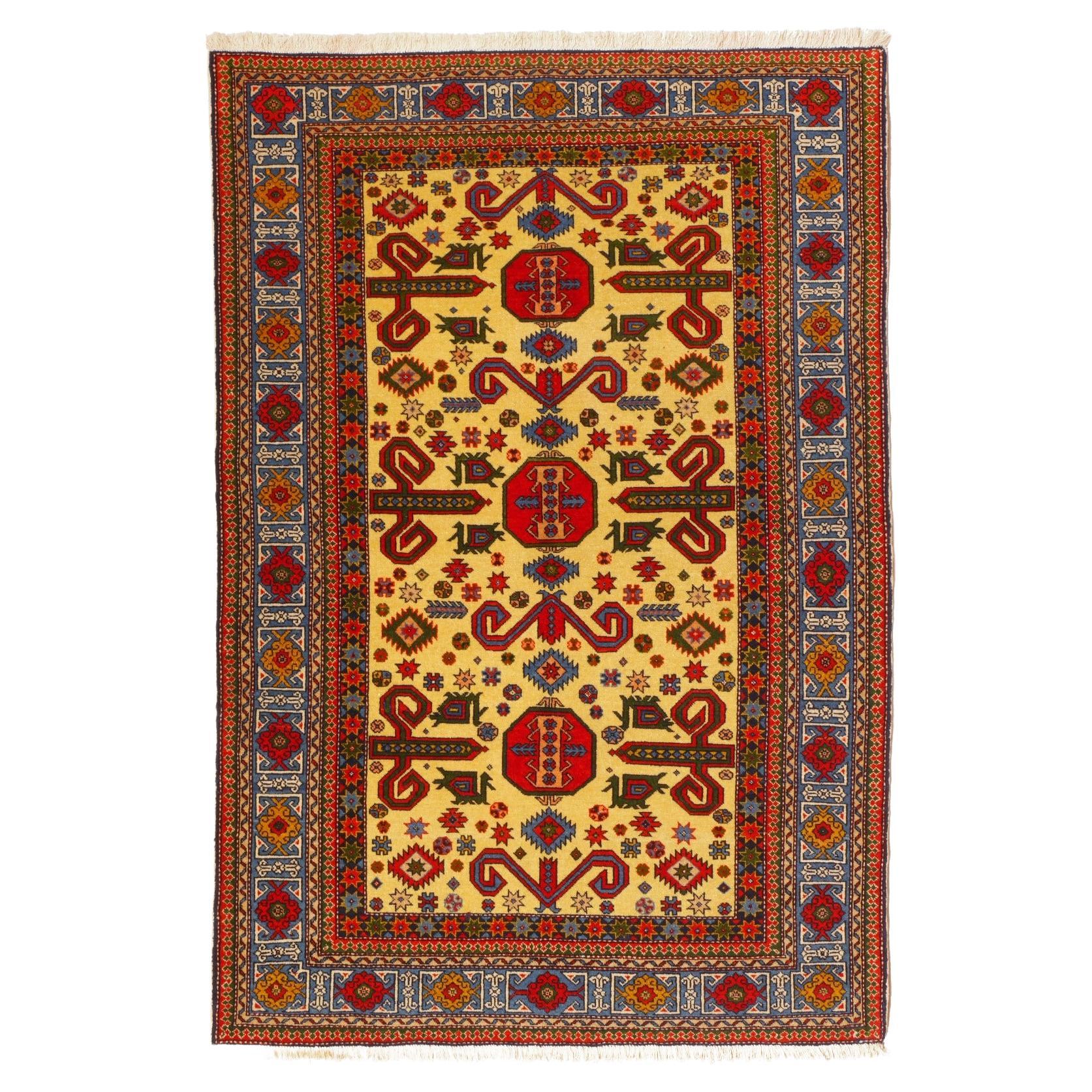 Perepedil Kazak-Teppich Handgeknüpft in Aserbaidschan Vintage Semi Antiker Teppich im Angebot