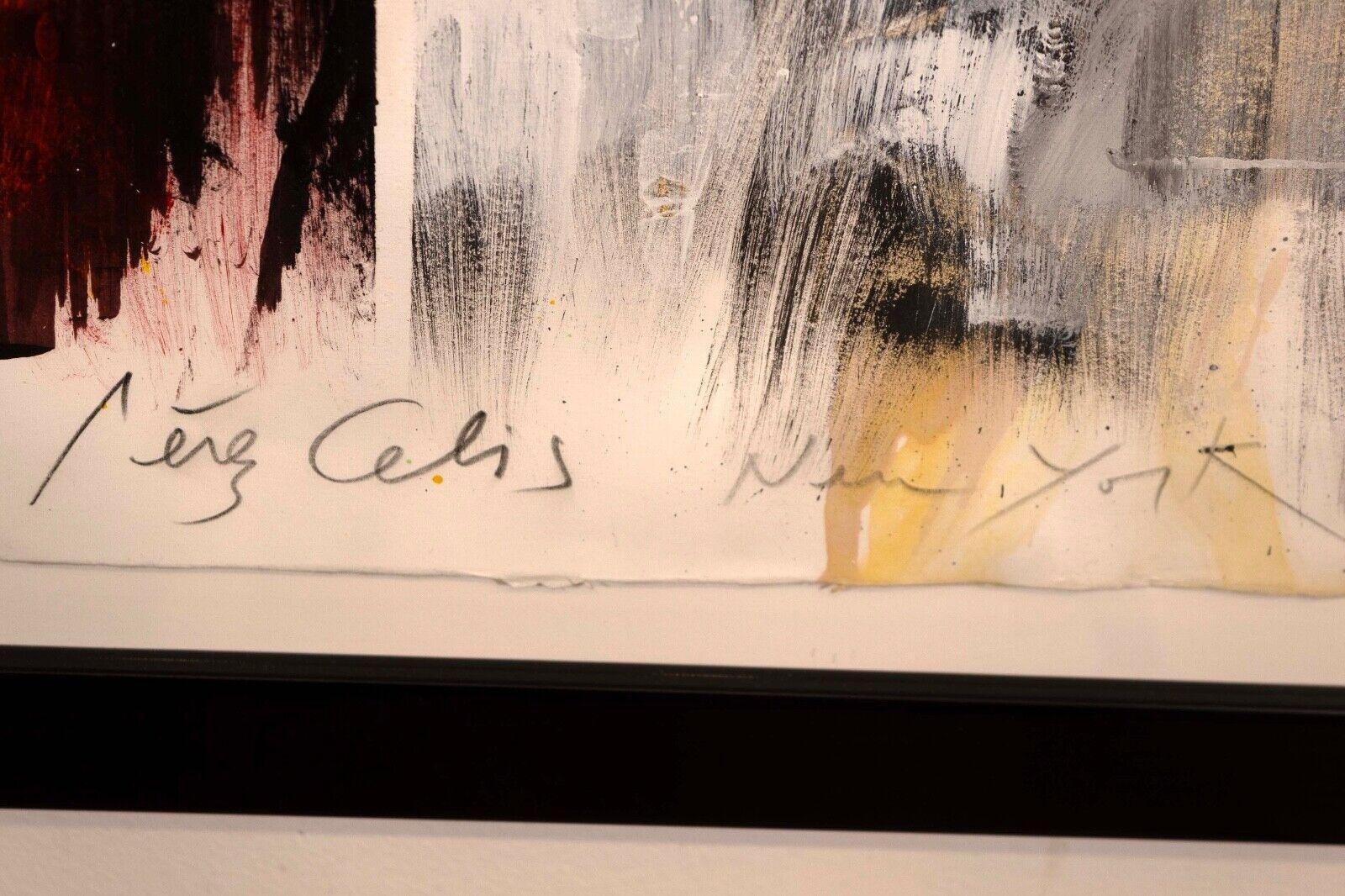 Perez Celis Ph338 NY Abstract Oil Painting on Paper Signed 1990 For Sale 7
