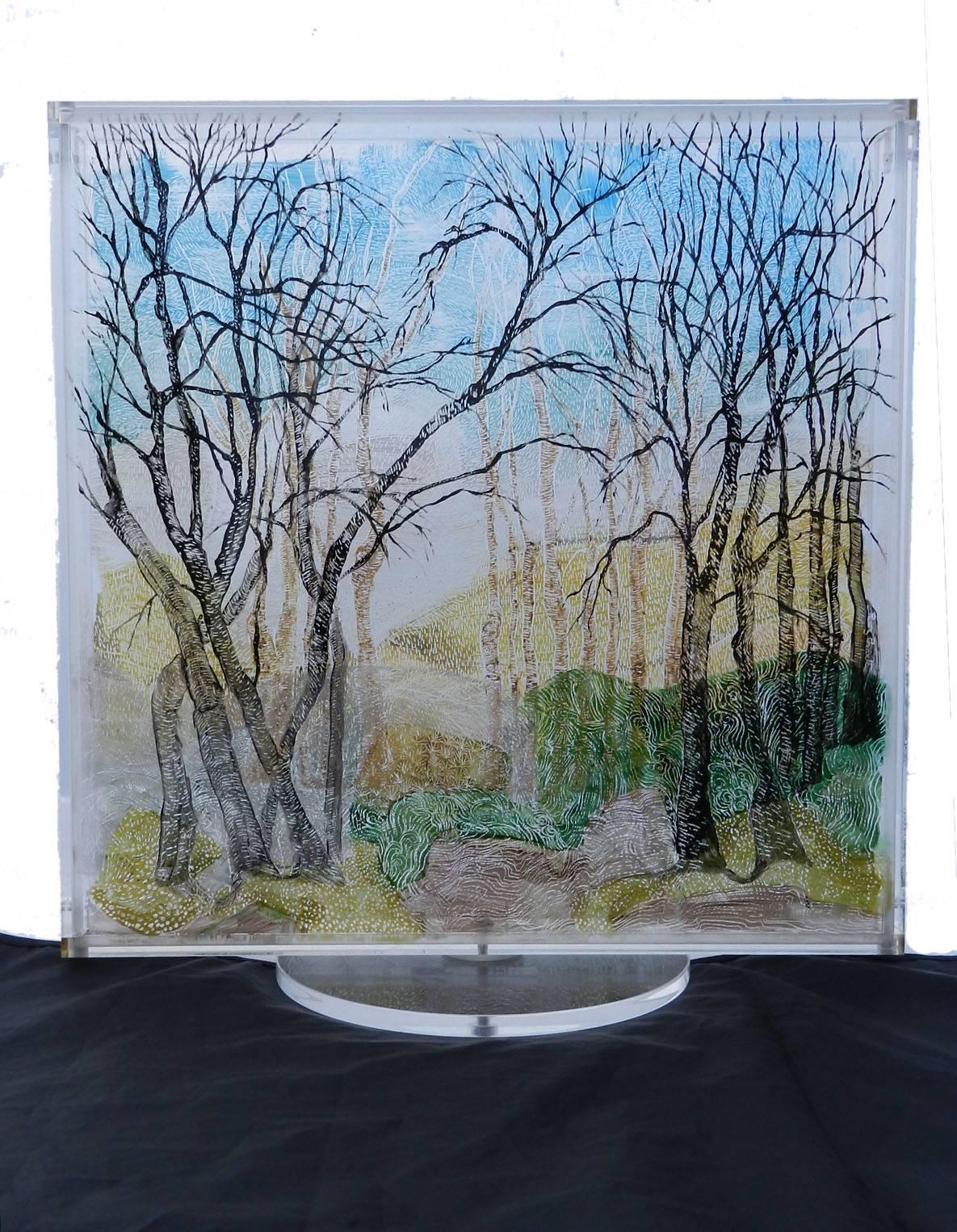 Foret Eternale Kinetic Revolving Sculpture 3D Painting on clear plastic 5