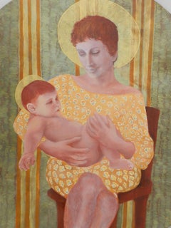Mother and Child by Perez Petriarte Oil on Board