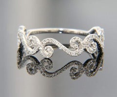 Perfect 0.25 CTW Diamond Swirl Band in 14kt White Gold, New