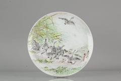 Perfect 20th-21st Century Japanese Porcelain Charger Birds Gooses in Landscape